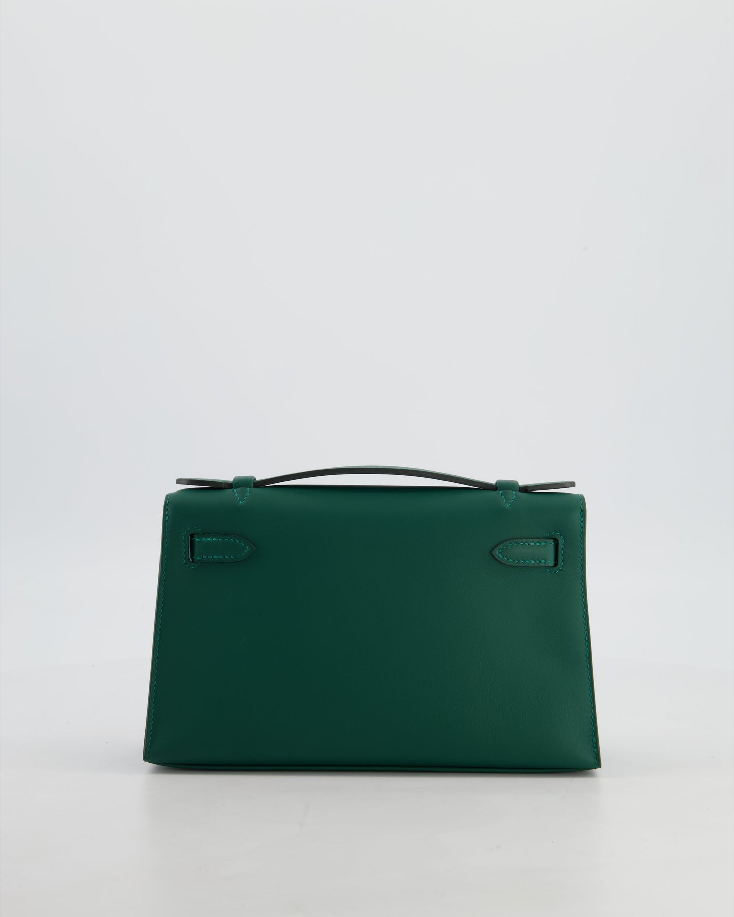 *RARE* Hermes Mini Kelly Pochette Bag in Vert Moyen Swift Leather with Gold Hardware