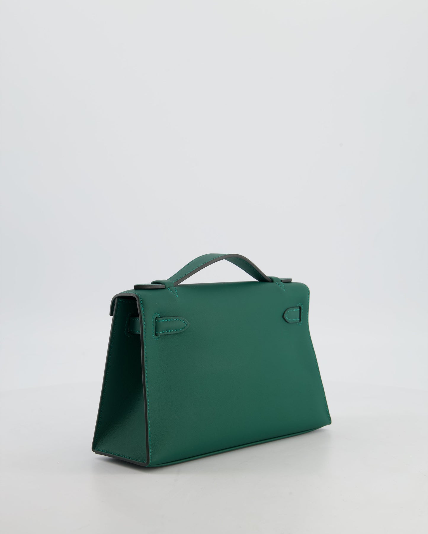 *RARE* Hermes Mini Kelly Pochette Bag in Vert Moyen Swift Leather with Gold Hardware