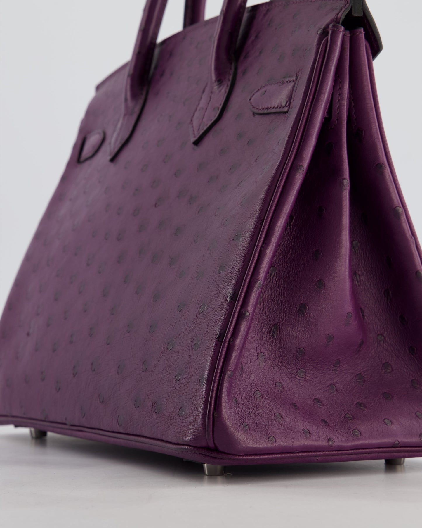 *HOT & RARE* Hermes Birkin 30 Retourne Bag in Violine Ostrich Leather with Palladium Hardware