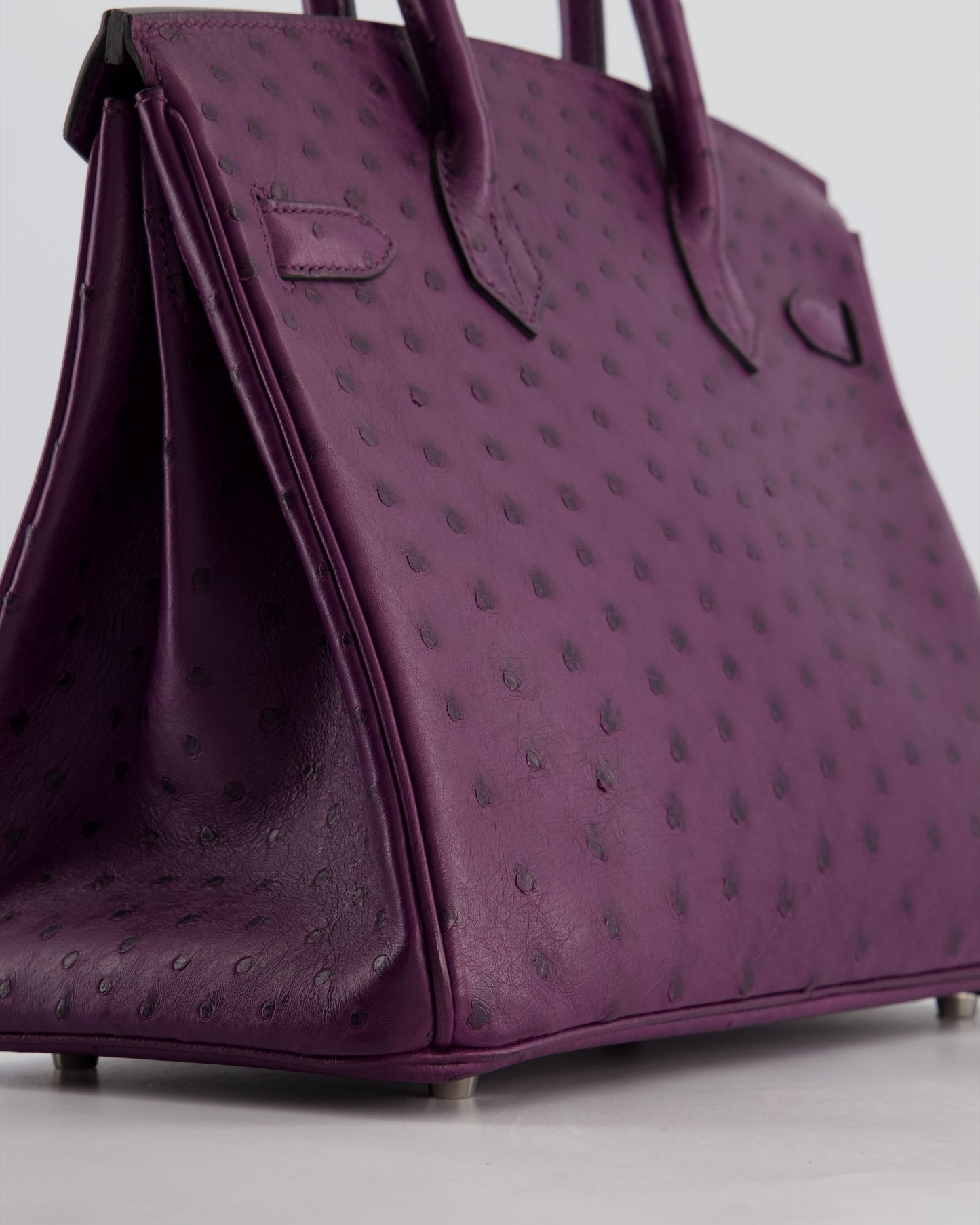 *HOT & RARE* Hermes Birkin 30 Retourne Bag in Violine Ostrich Leather with Palladium Hardware