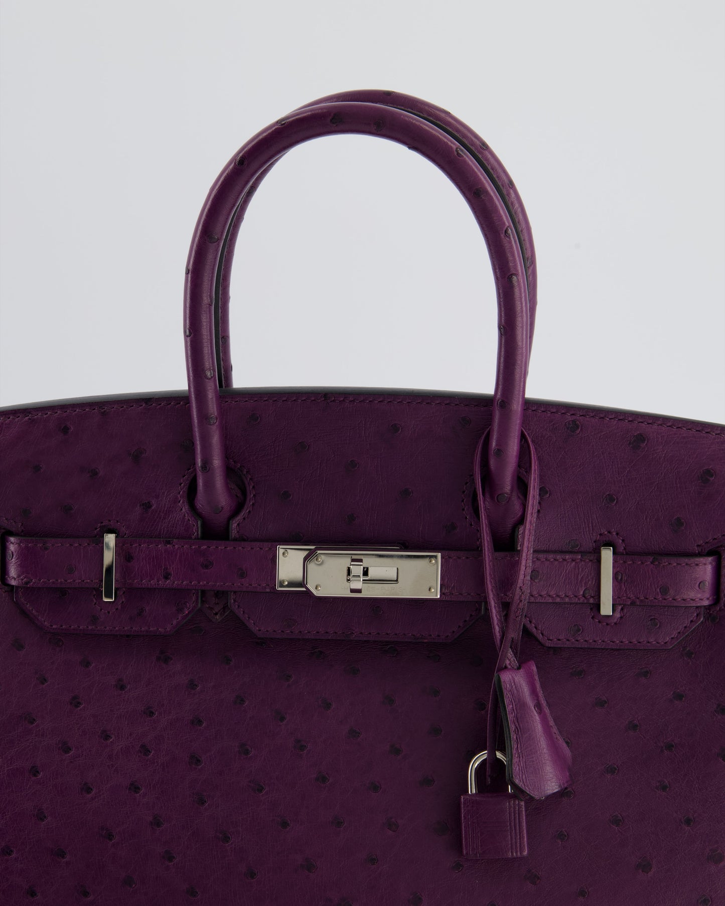 *HOT & RARE* Hermes Birkin 30 Retourne Bag in Violine Ostrich Leather with Palladium Hardware