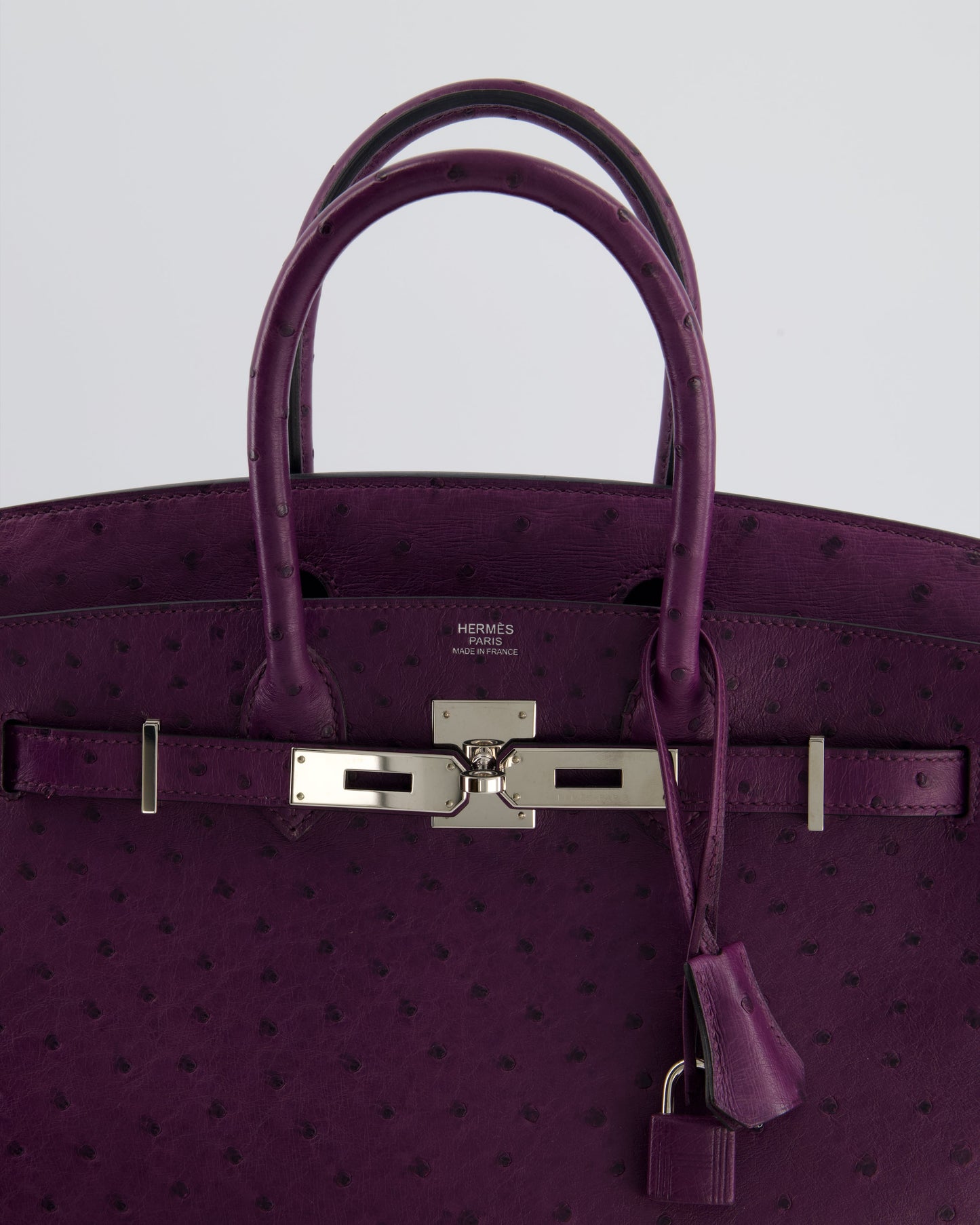 *HOT & RARE* Hermes Birkin 30 Retourne Bag in Violine Ostrich Leather with Palladium Hardware