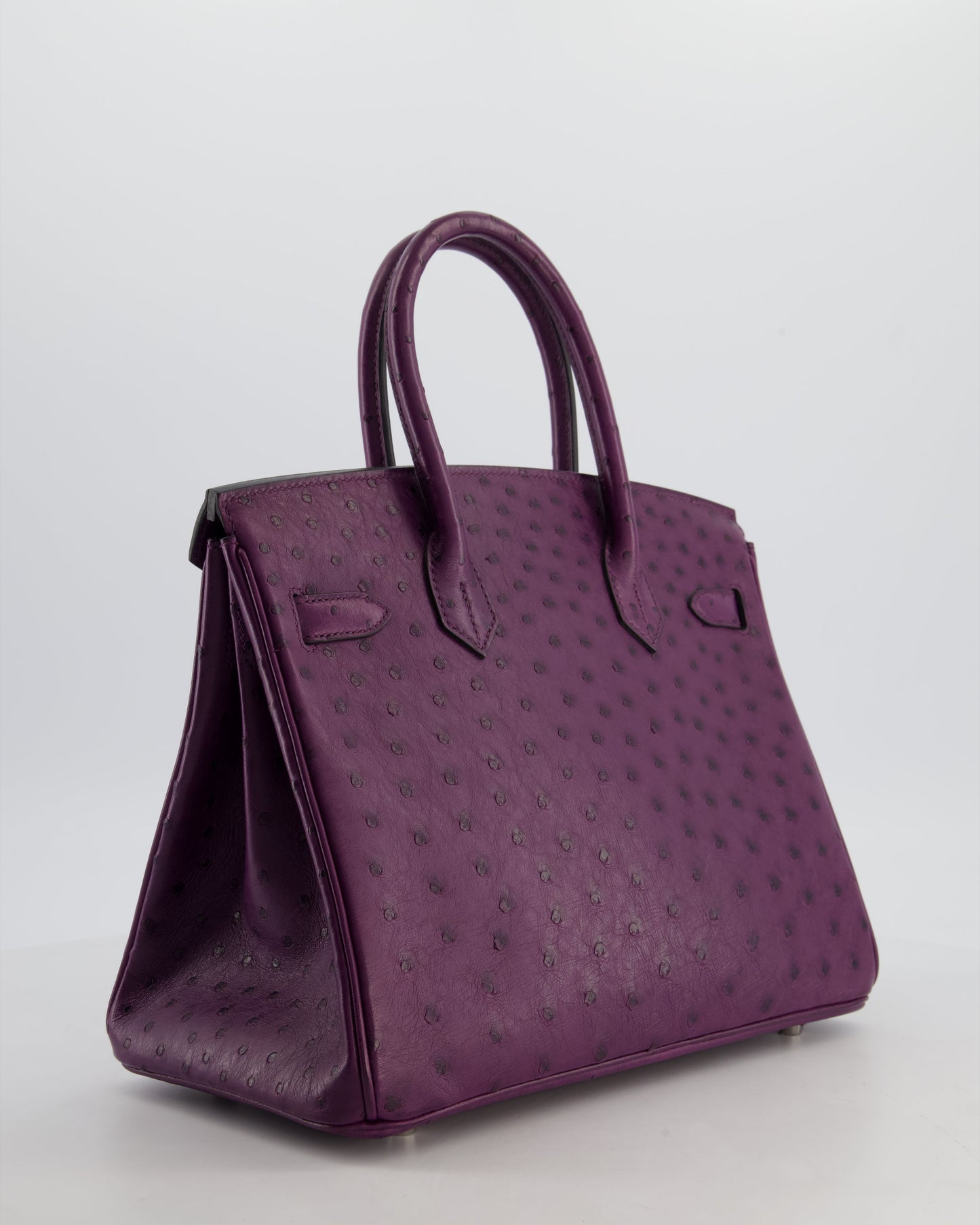 *HOT & RARE* Hermes Birkin 30 Retourne Bag in Violine Ostrich Leather with Palladium Hardware