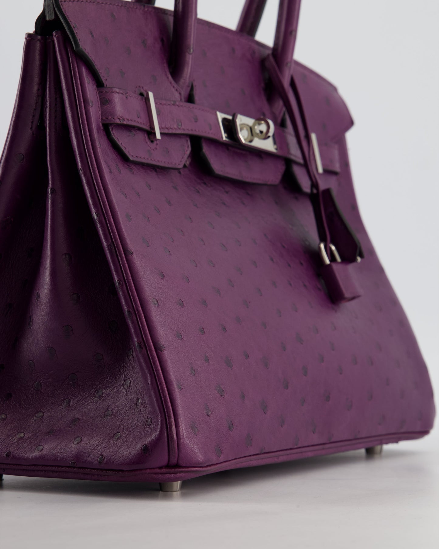 *HOT & RARE* Hermes Birkin 30 Retourne Bag in Violine Ostrich Leather with Palladium Hardware