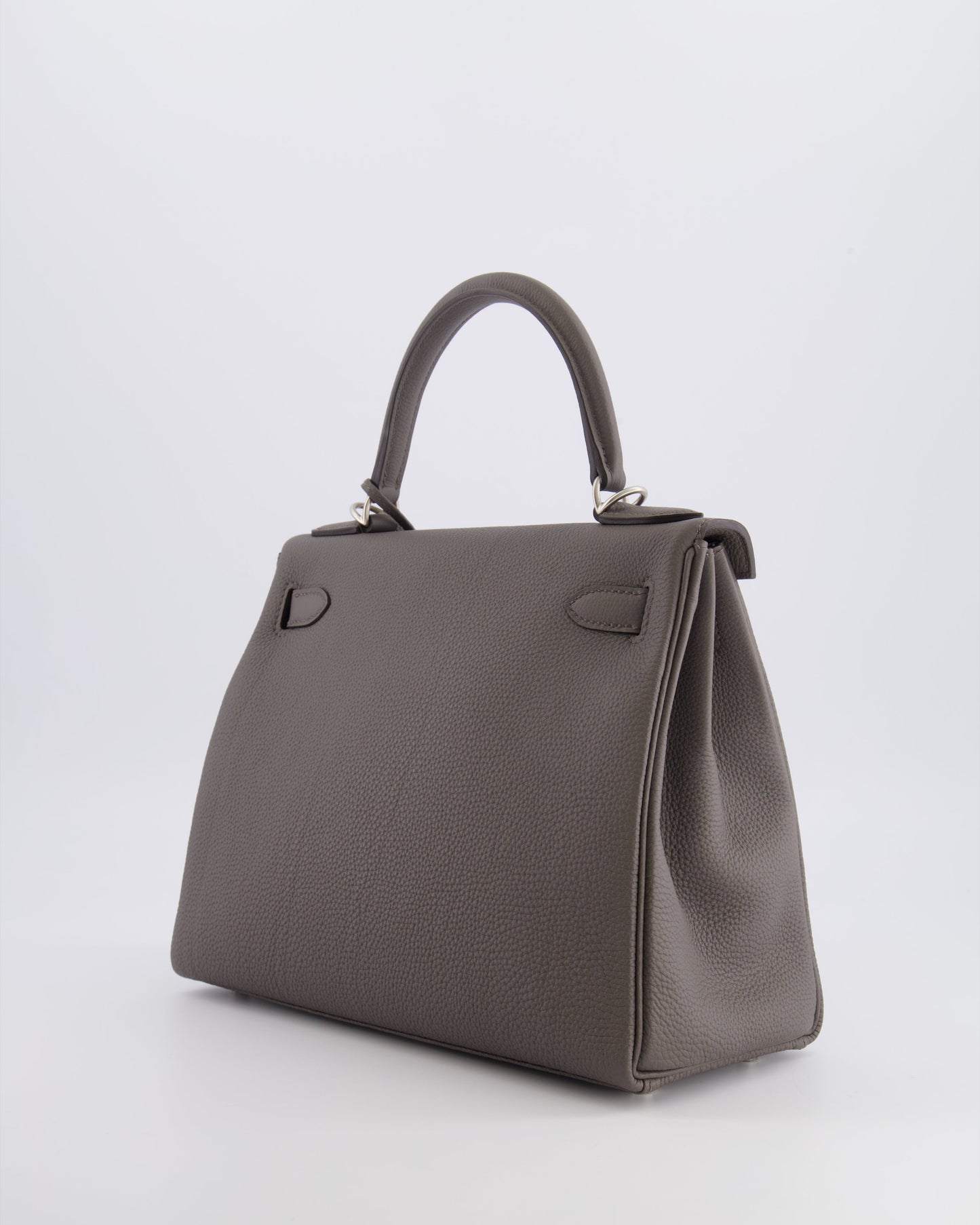 Hermes Kelly 28 Retourne HSS Bag in Gris Etain Togo Leather with Gris Perle Interior and Brushed Palladium Hardware