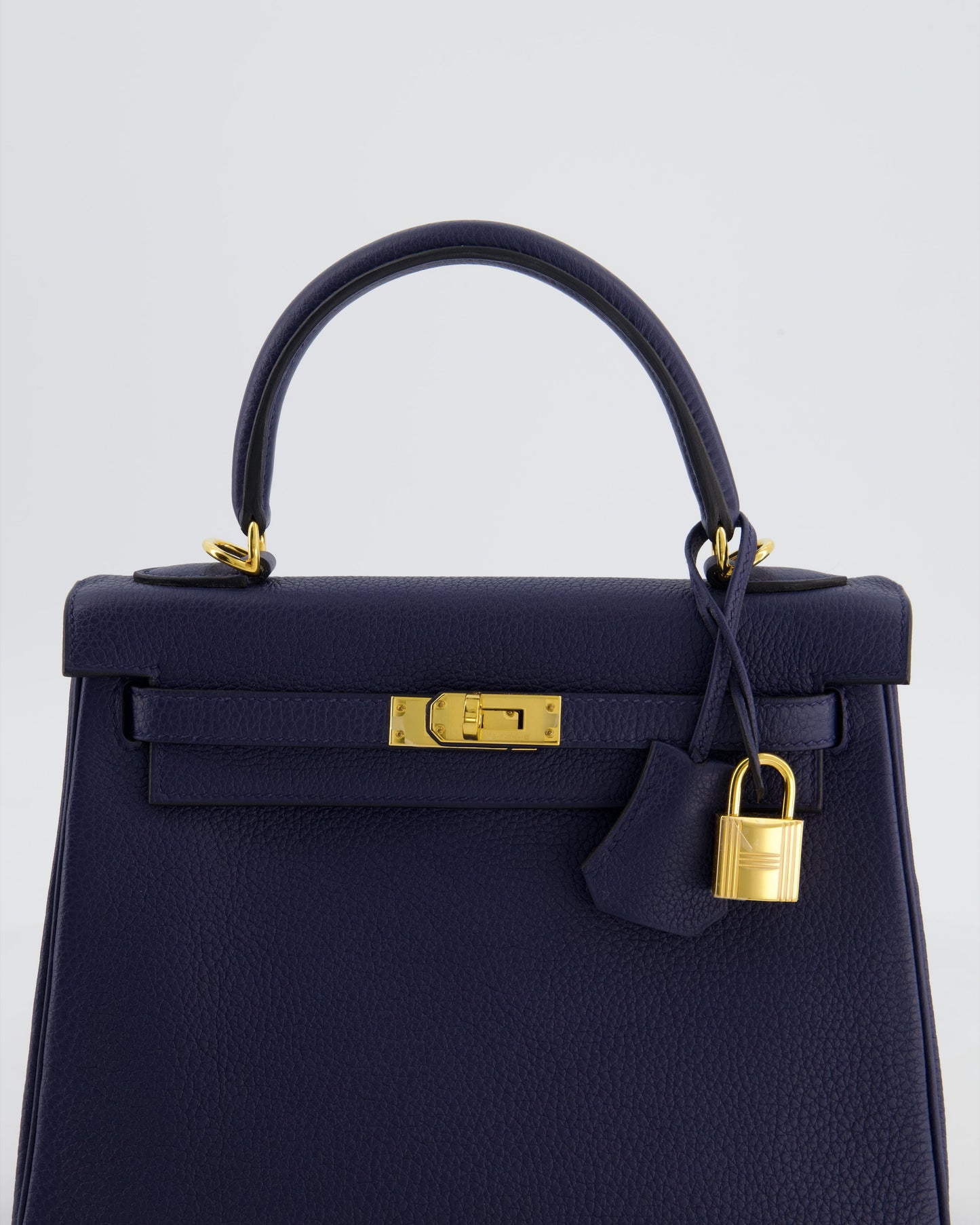 Hermes Kelly 25 Retourne Bag in Bleu Navy Togo Leather Bleu with Gold Hardware