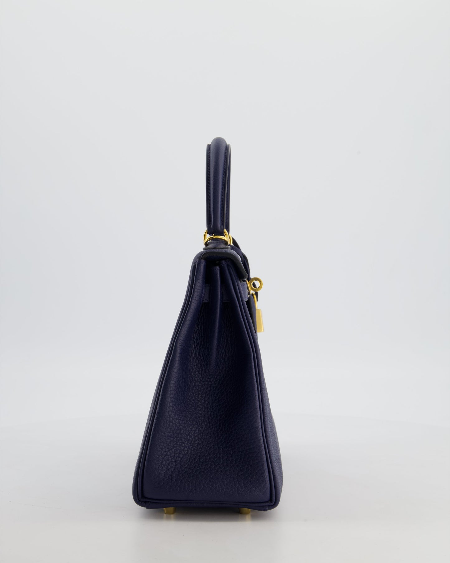 Hermes Kelly 25 Retourne Bag in Bleu Navy Togo Leather Bleu with Gold Hardware
