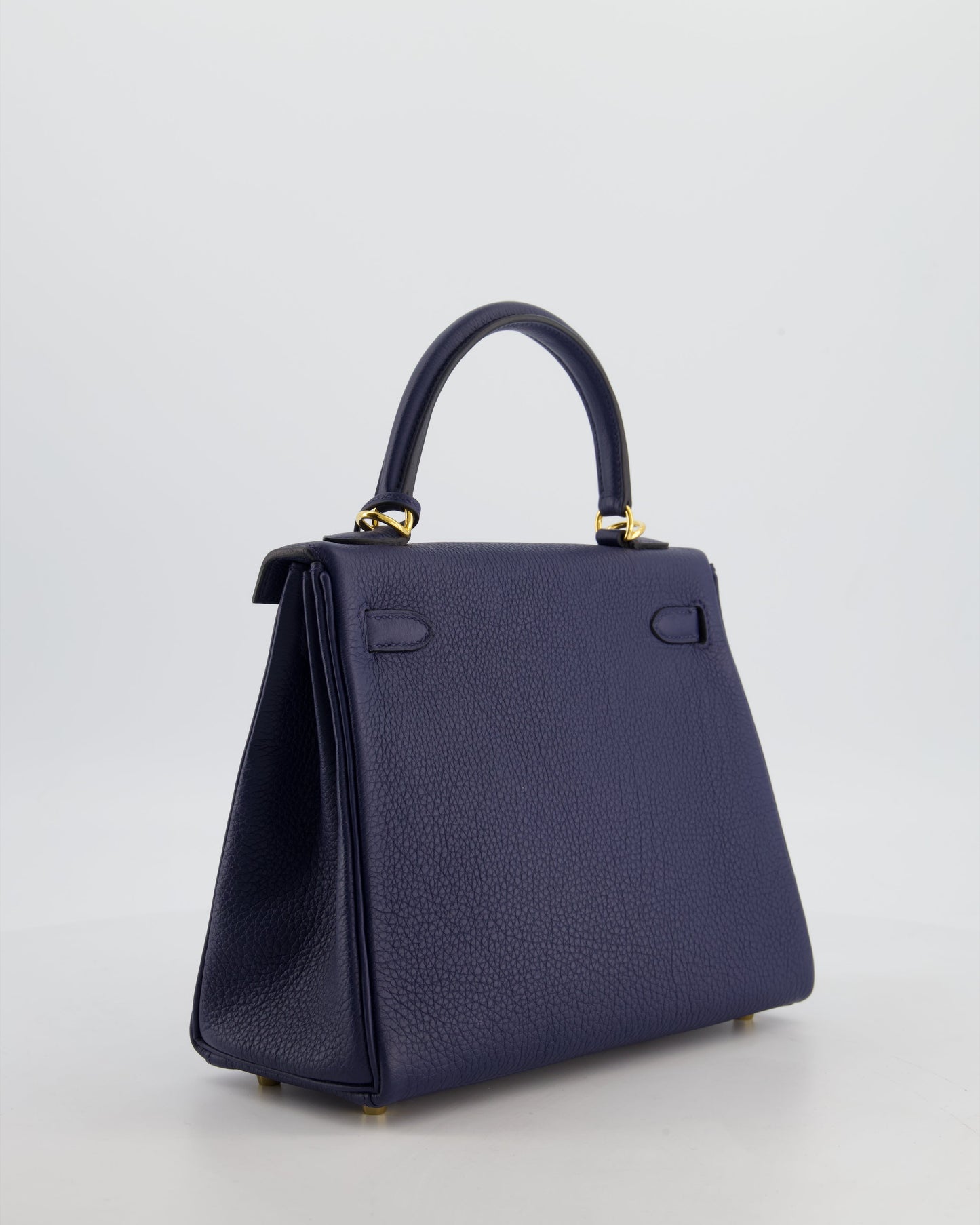 Hermes Kelly 25 Retourne Bag in Bleu Navy Togo Leather Bleu with Gold Hardware