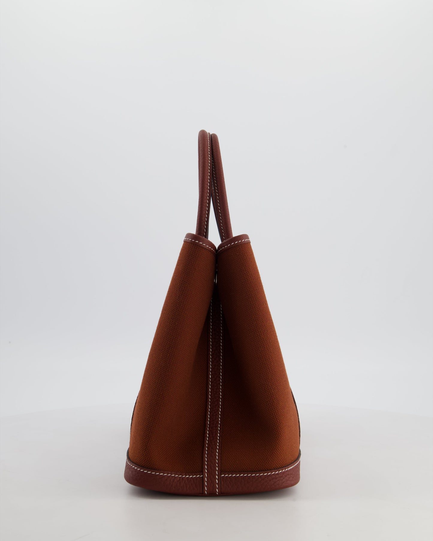 Hermes Garden Party 30 Bag in Rouge H Canvas and Negonda Leather with Palladium Hardware