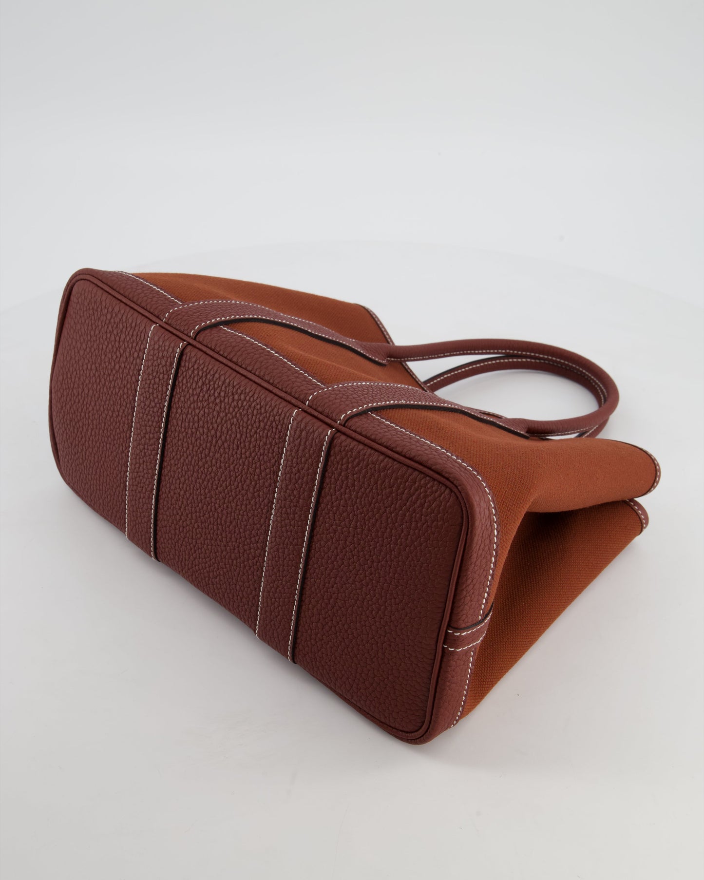 Hermes Garden Party 30 Bag in Rouge H Canvas and Negonda Leather with Palladium Hardware