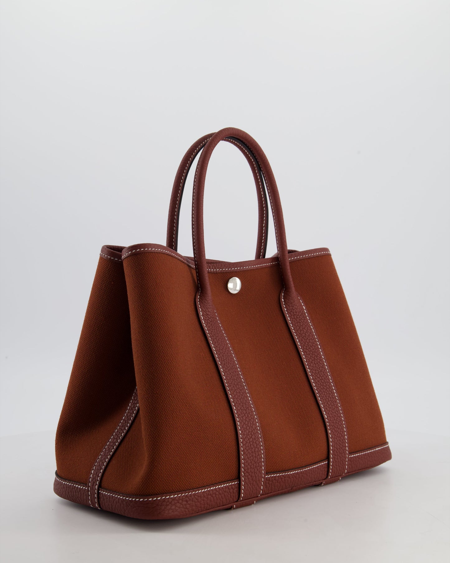 Hermes Garden Party 30 Bag in Rouge H Canvas and Negonda Leather with Palladium Hardware