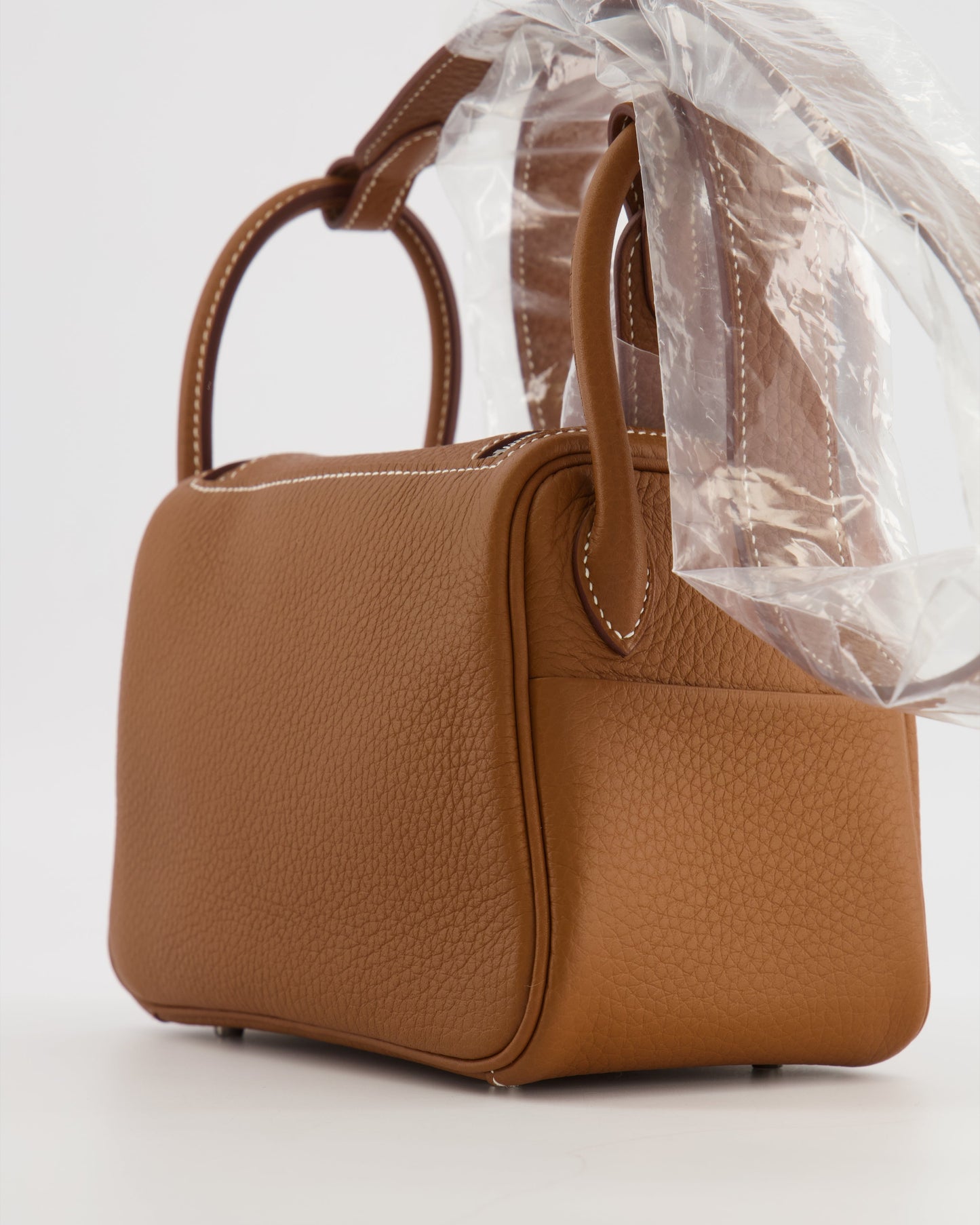 Hermes Mini Lindy Bag in Gold Taurillon Clemence Leather with Palladium Hardware