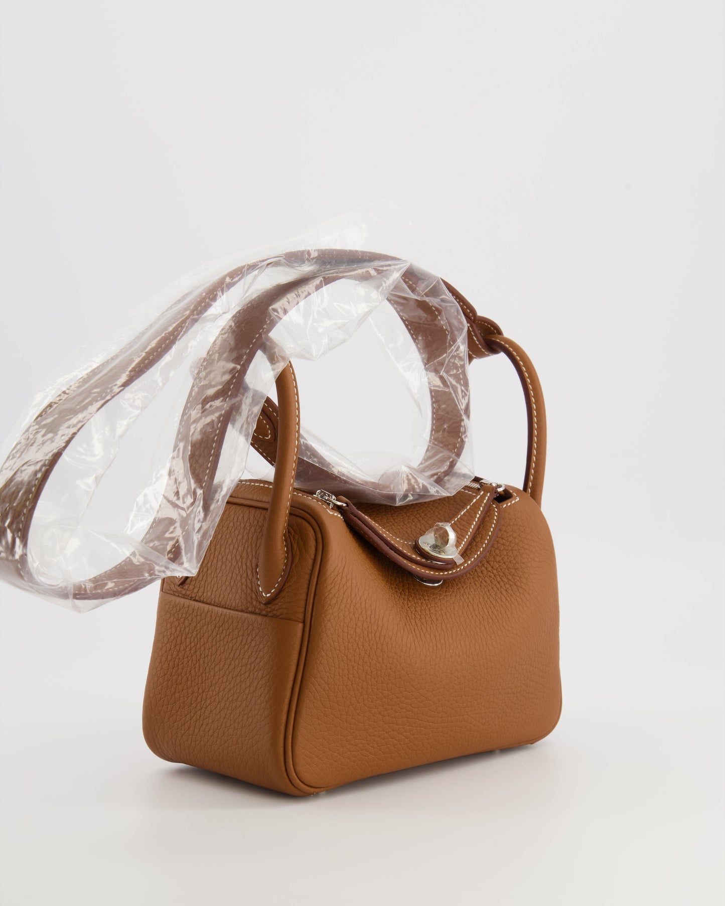 Hermes Mini Lindy Bag in Gold Taurillon Clemence Leather with Palladium Hardware