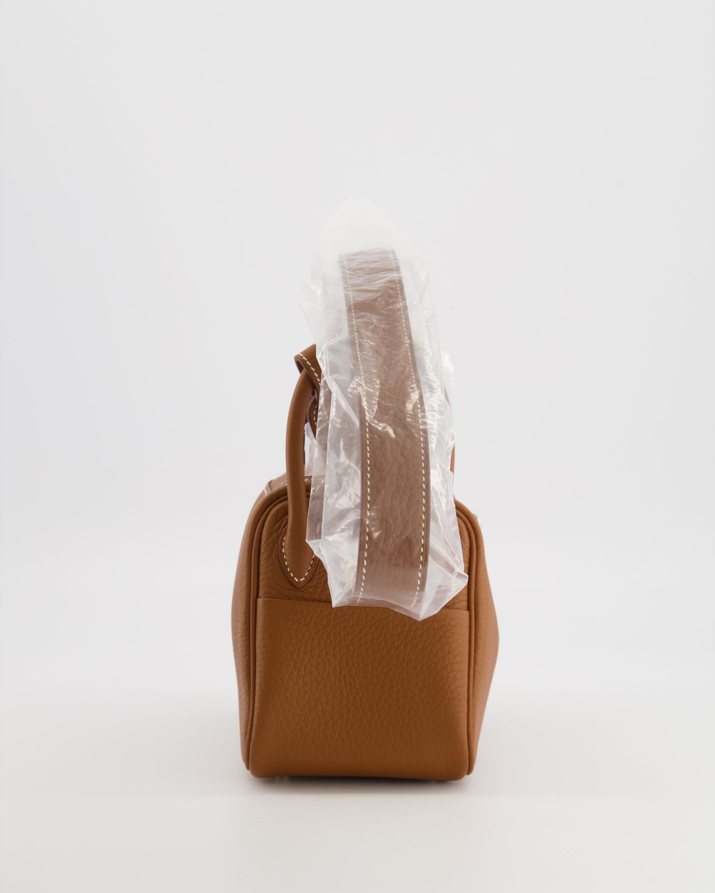 Hermes Mini Lindy Bag in Gold Taurillon Clemence Leather with Palladium Hardware