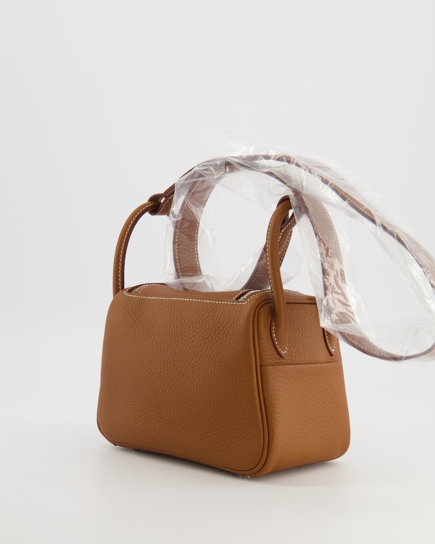 Hermes Mini Lindy Bag in Gold Taurillon Clemence Leather with Palladium Hardware