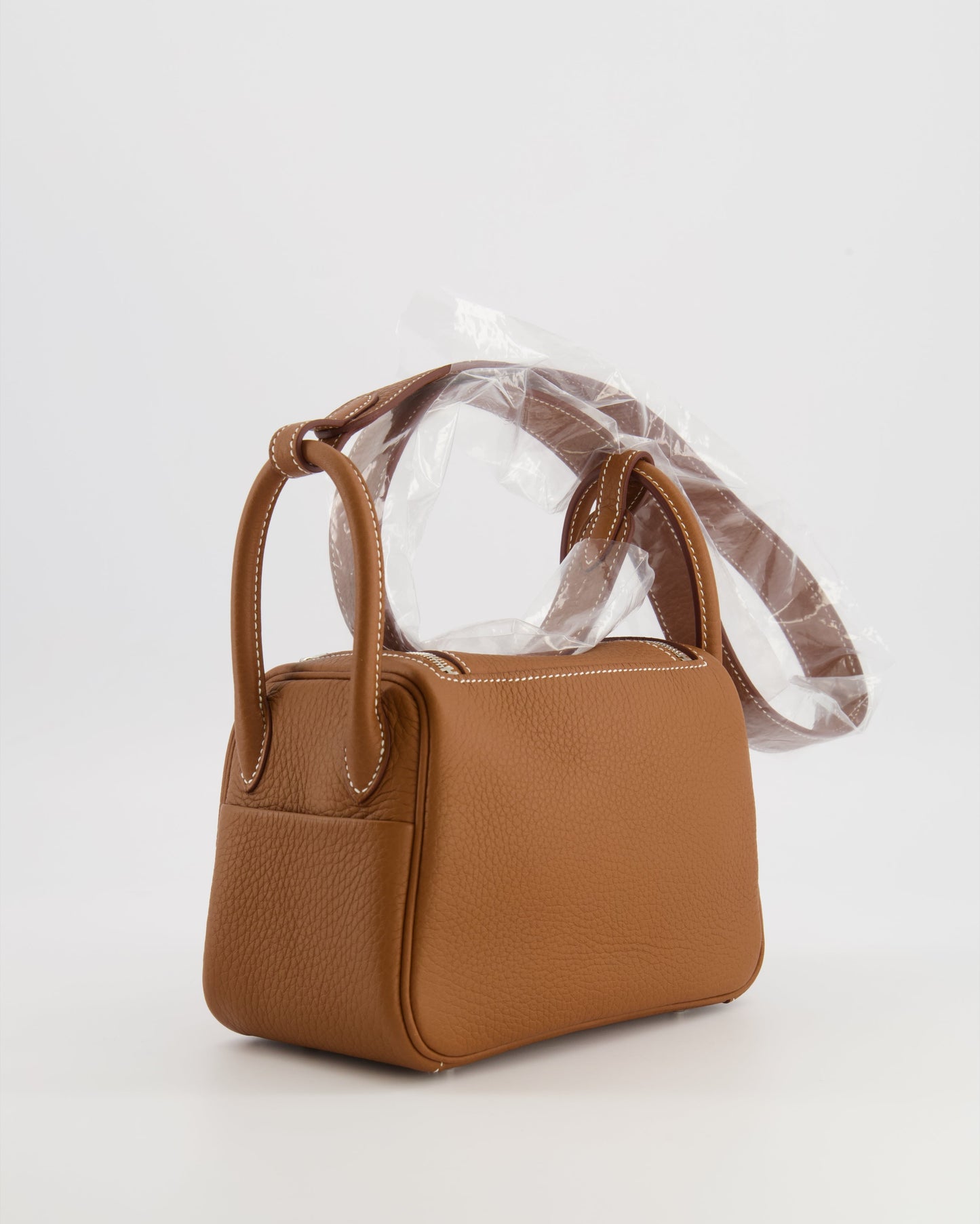 Hermes Mini Lindy Bag in Gold Taurillon Clemence Leather with Palladium Hardware