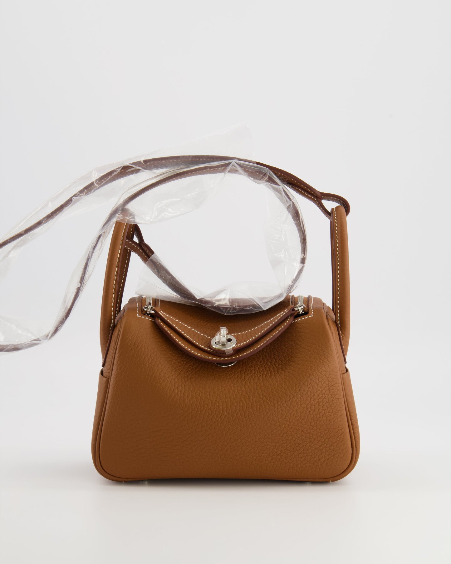 Hermes Mini Lindy Bag in Gold Taurillon Clemence Leather with Palladium Hardware
