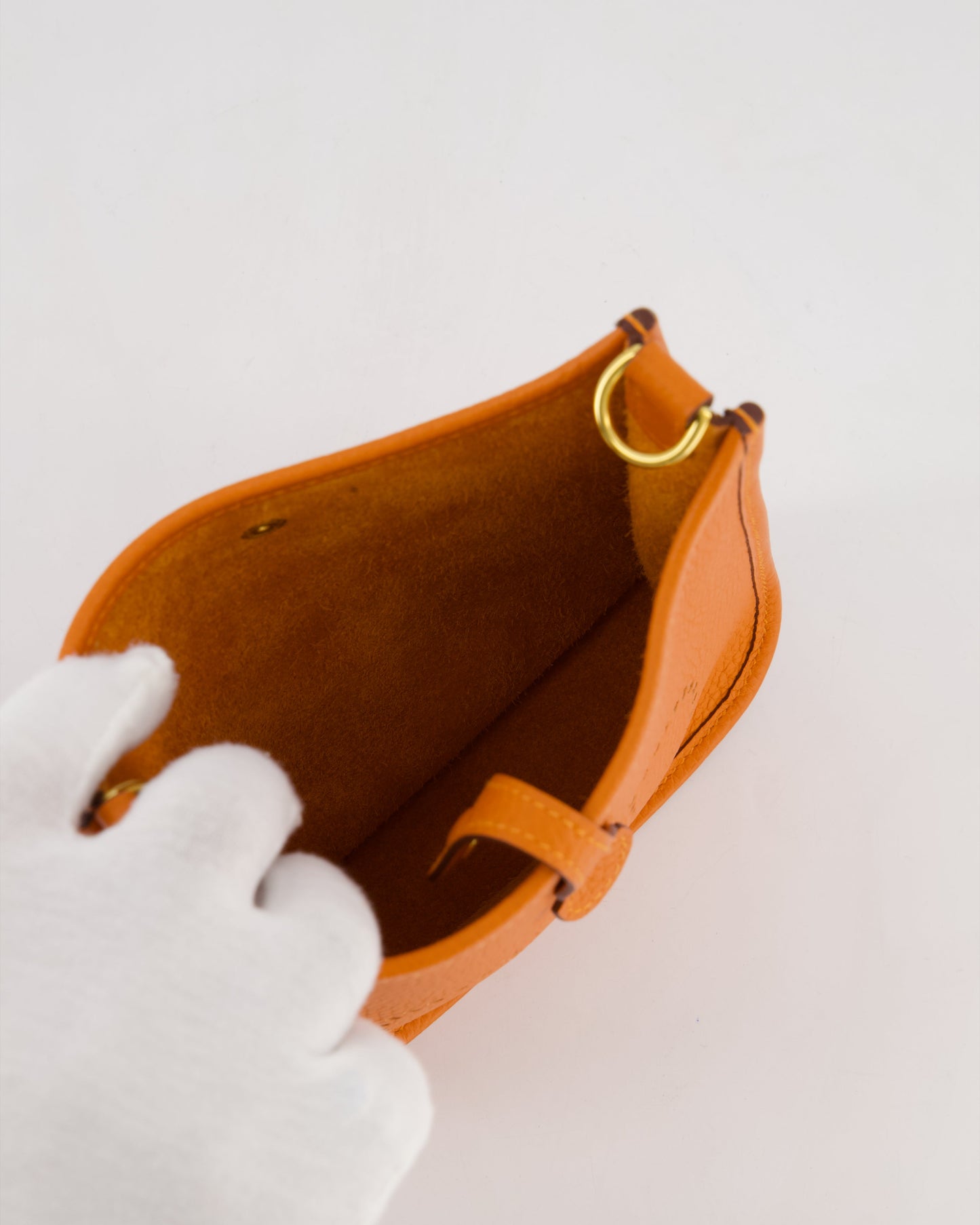 Hermes Mini Evelyne Bag in Orange Clemence Leather with Gold Hardware