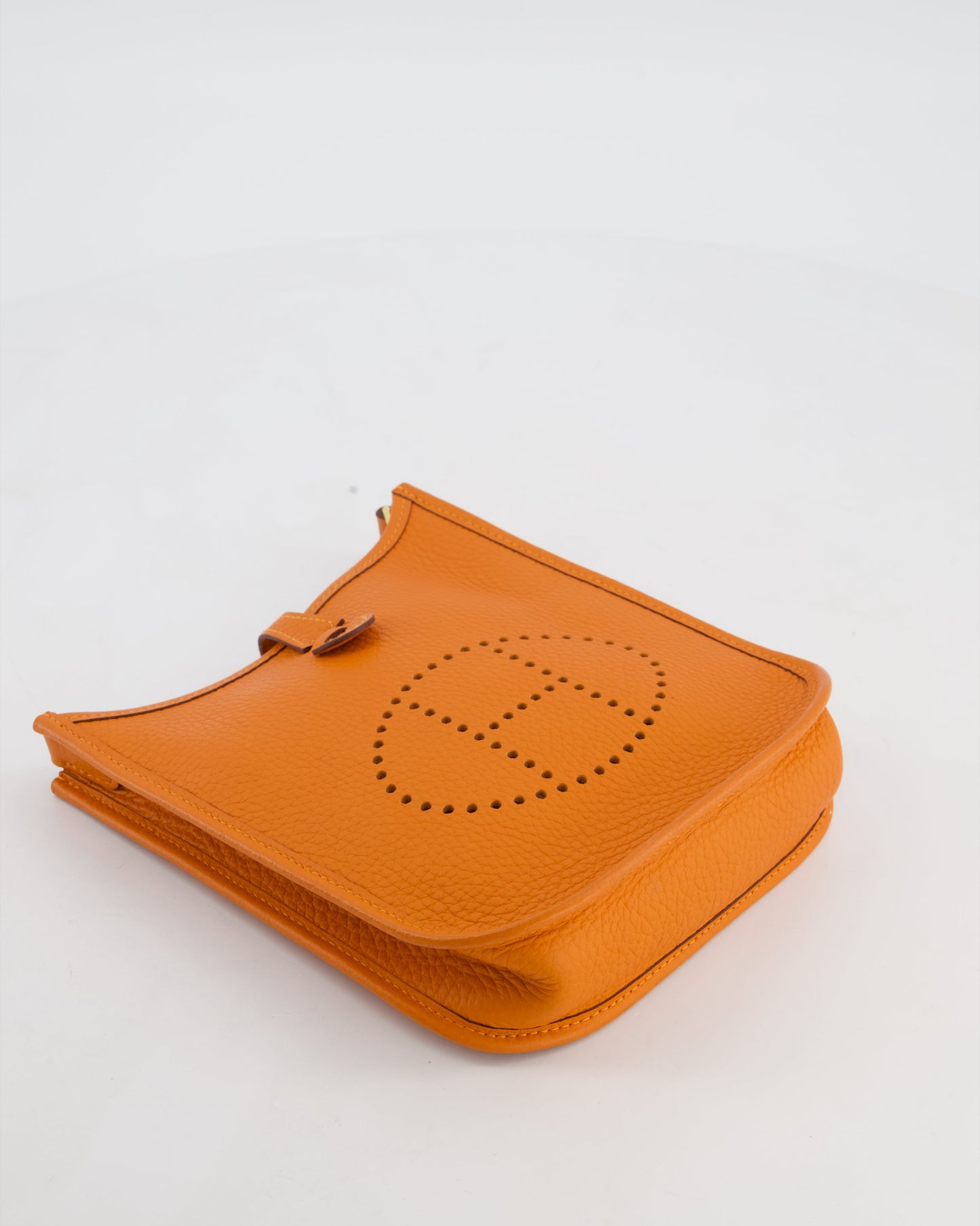 Hermes Mini Evelyne Bag in Orange Clemence Leather with Gold Hardware