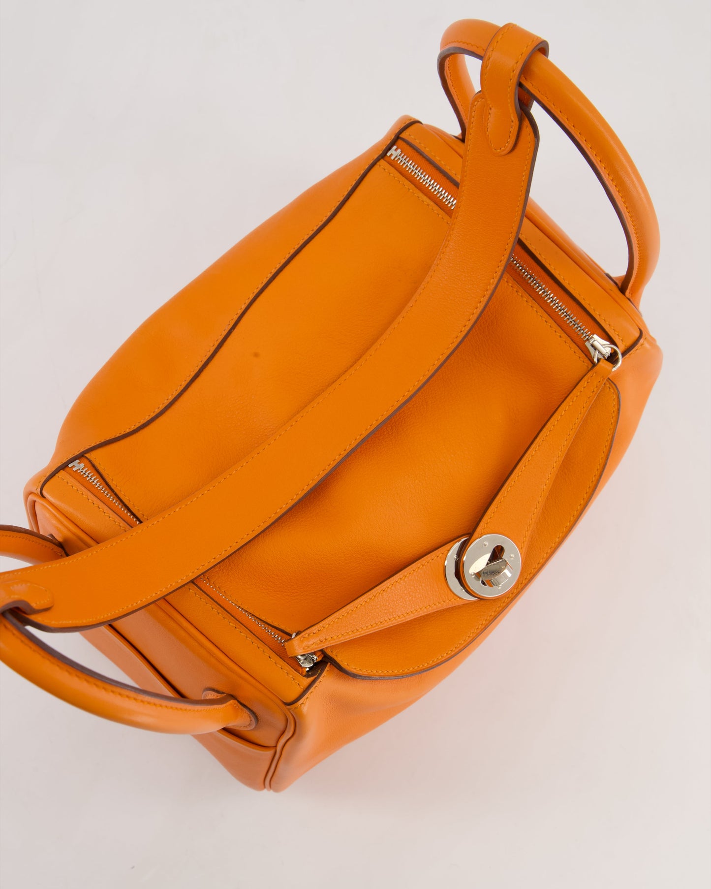 Hermes Lindy 26 Bag in Orange H Swift Leather with Palladium Hardware