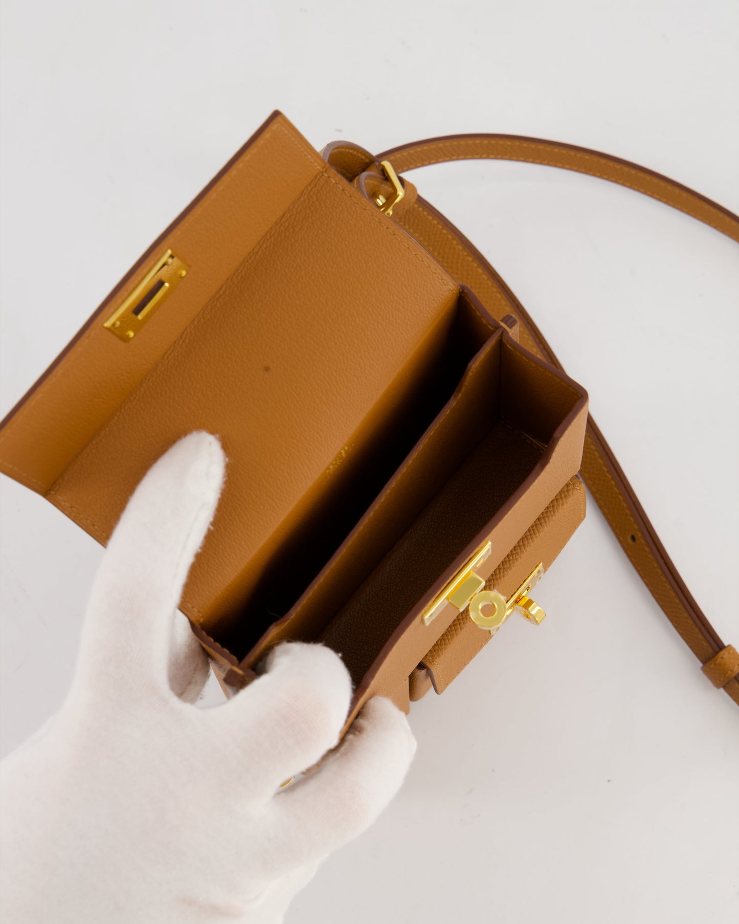 Hermes Kelly Multipocket To Go Pouch in Gold Epsom Leather with Gold Hardware