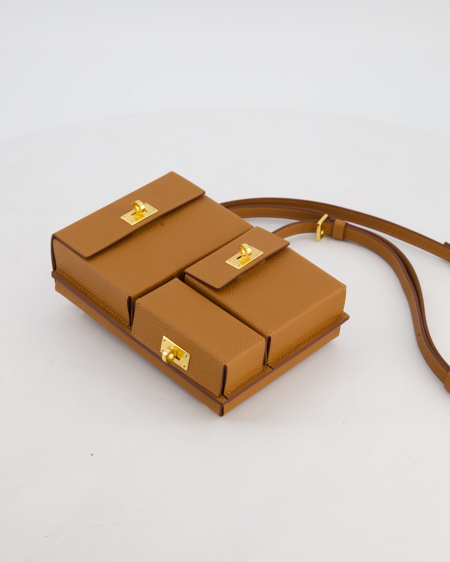 Hermes Kelly Multipocket To Go Pouch in Gold Epsom Leather with Gold Hardware