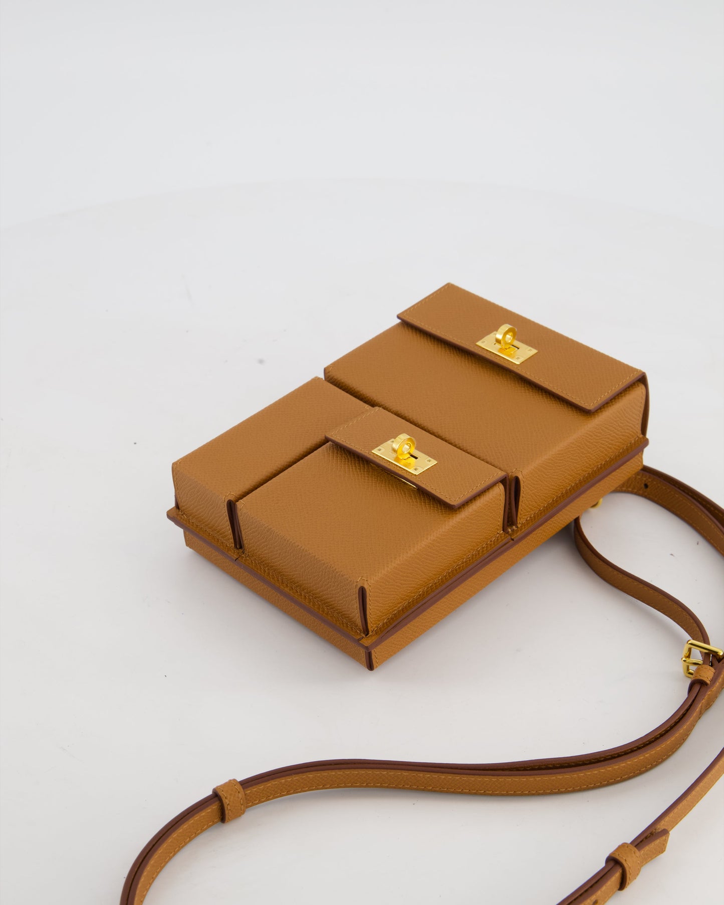 Hermes Kelly Multipocket To Go Pouch in Gold Epsom Leather with Gold Hardware