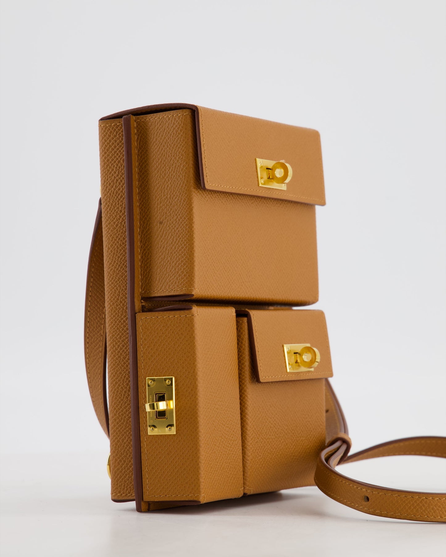 Hermes Kelly Multipocket To Go Pouch in Gold Epsom Leather with Gold Hardware