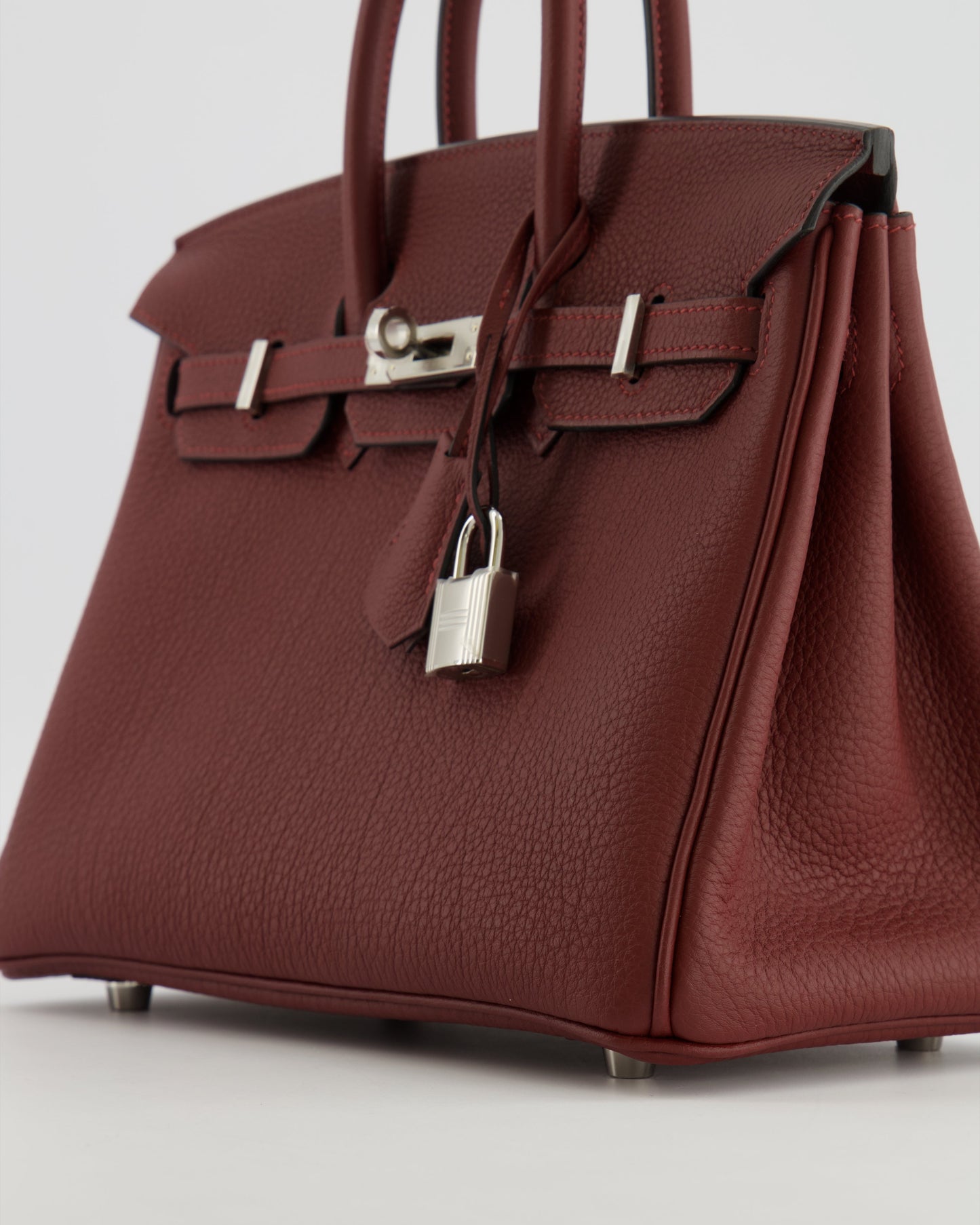 Hermes Birkin 25 Retourne Bag in Rouge H Veau Togo Leather with Palladium Hardware