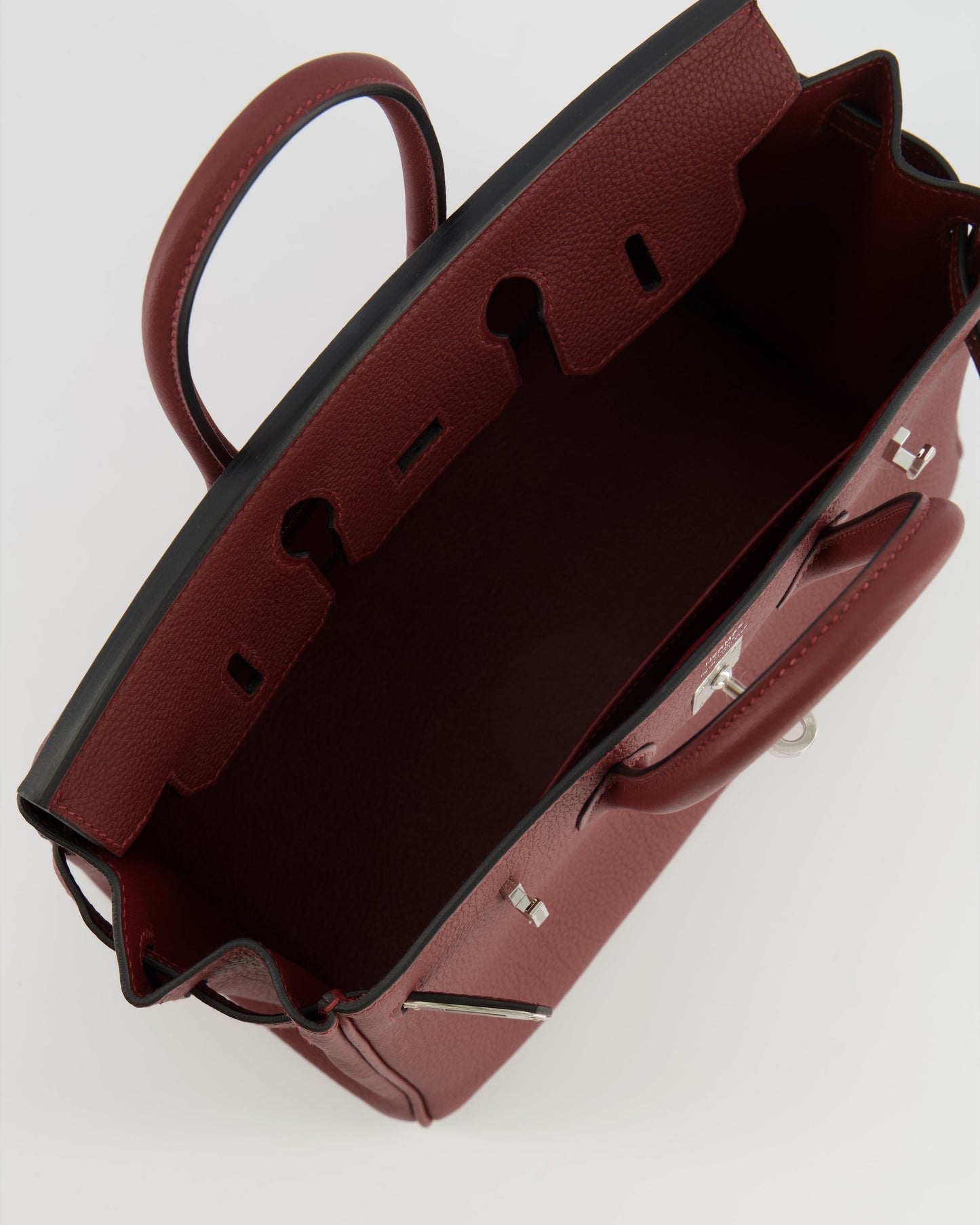 Hermes Birkin 25 Retourne Bag in Rouge H Veau Togo Leather with Palladium Hardware