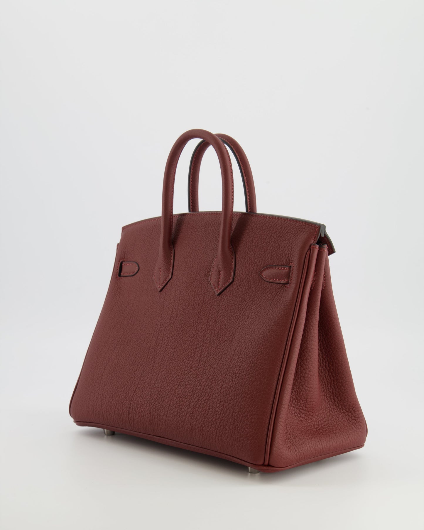 Hermes Birkin 25 Retourne Bag in Rouge H Veau Togo Leather with Palladium Hardware