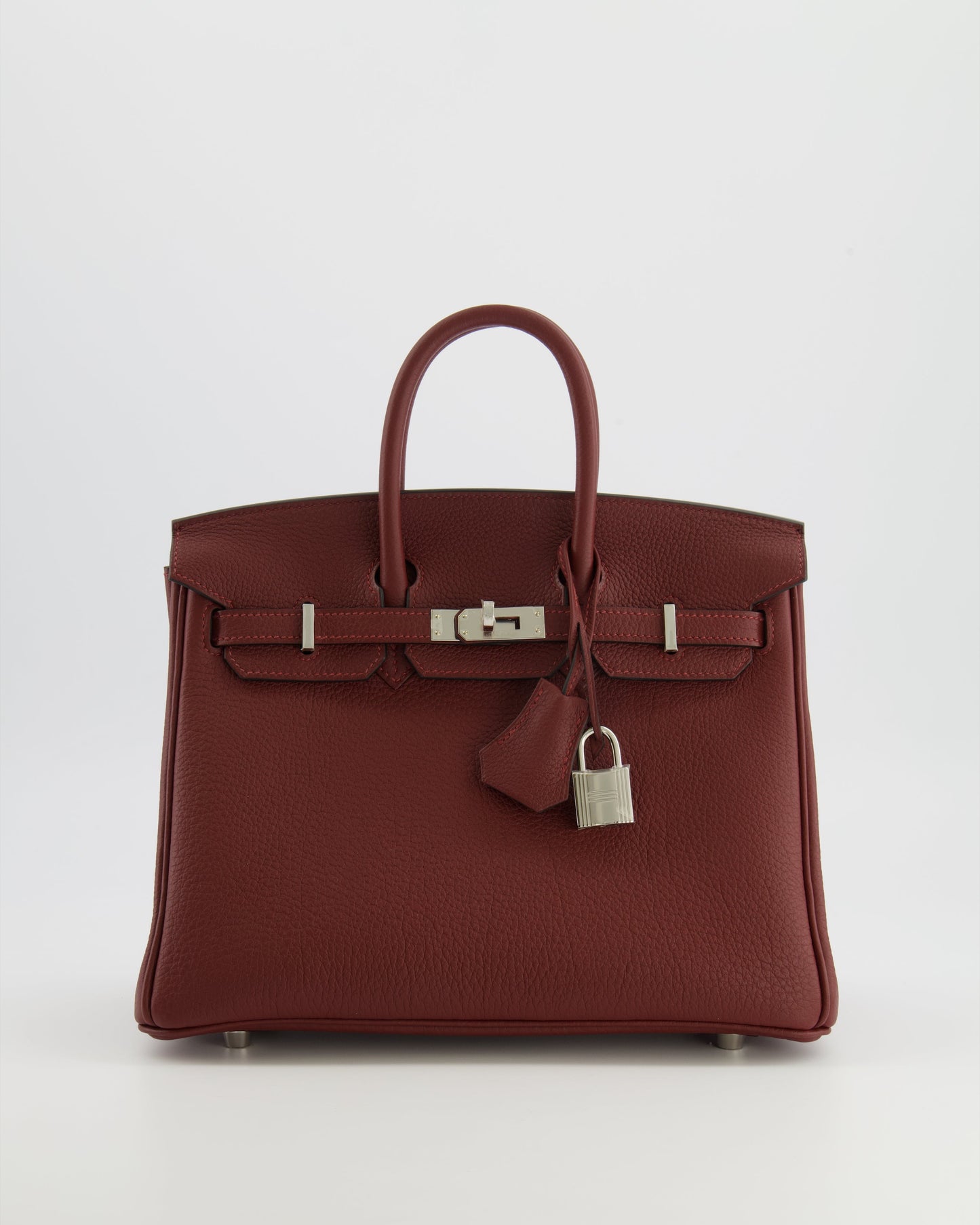 Hermes Birkin 25 Retourne Bag in Rouge H Veau Togo Leather with Palladium Hardware