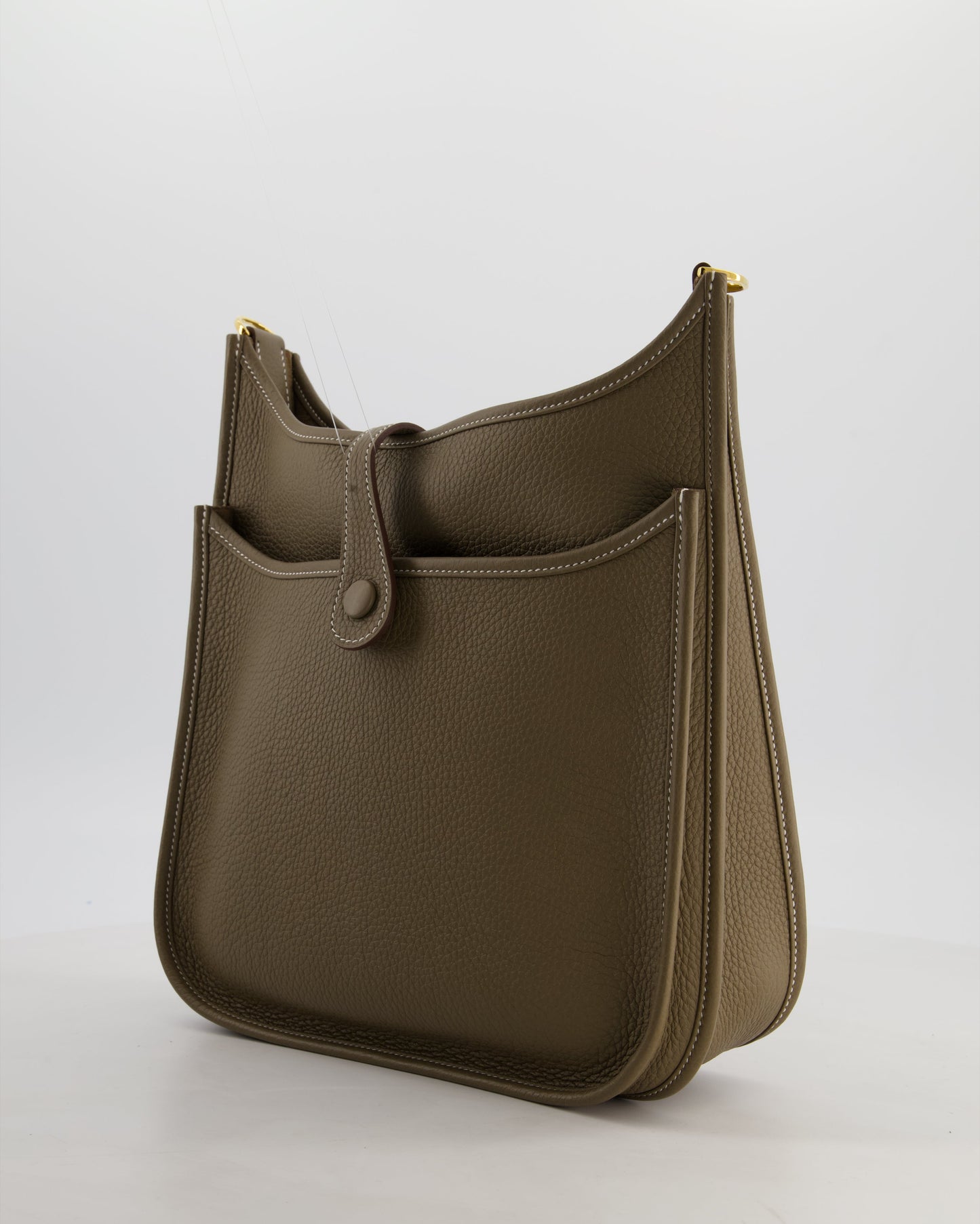 Hermes Evelyne III 29 Bag in Etoupe Taurillon Clemence Leather with Gold Hardware