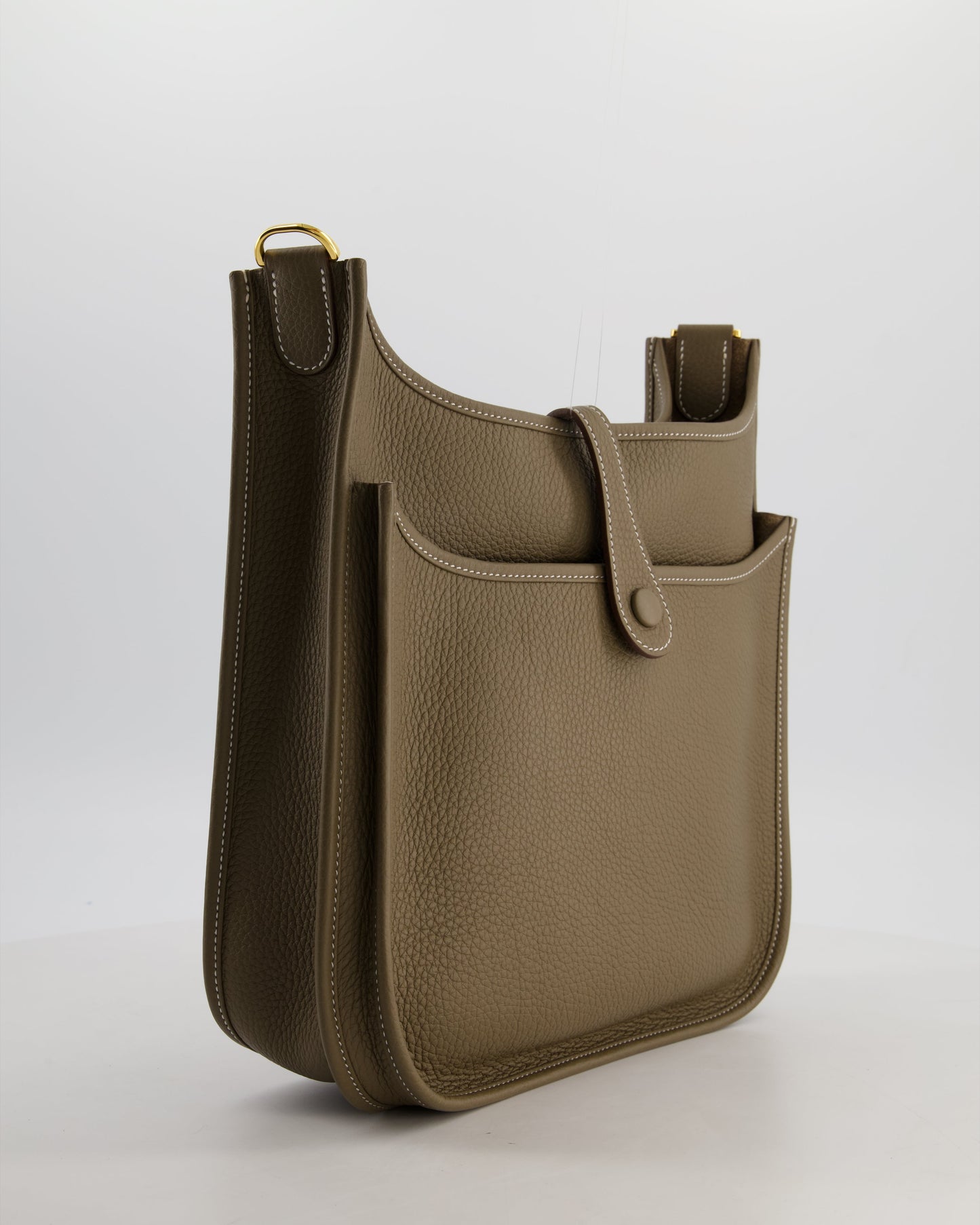 Hermes Evelyne III 29 Bag in Etoupe Taurillon Clemence Leather with Gold Hardware