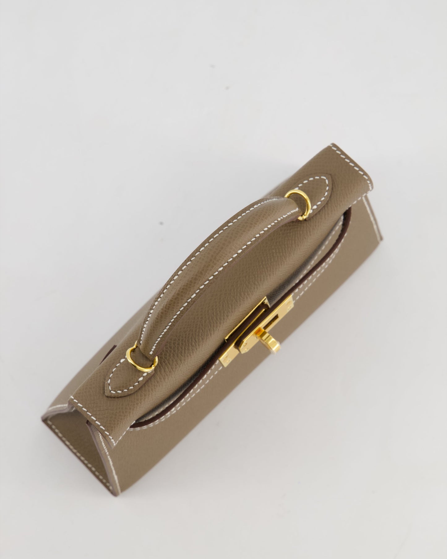 *HOT* Hermes Mini Kelly II 20 Bag in Etoupe Epsom Leather with Gold Hardware