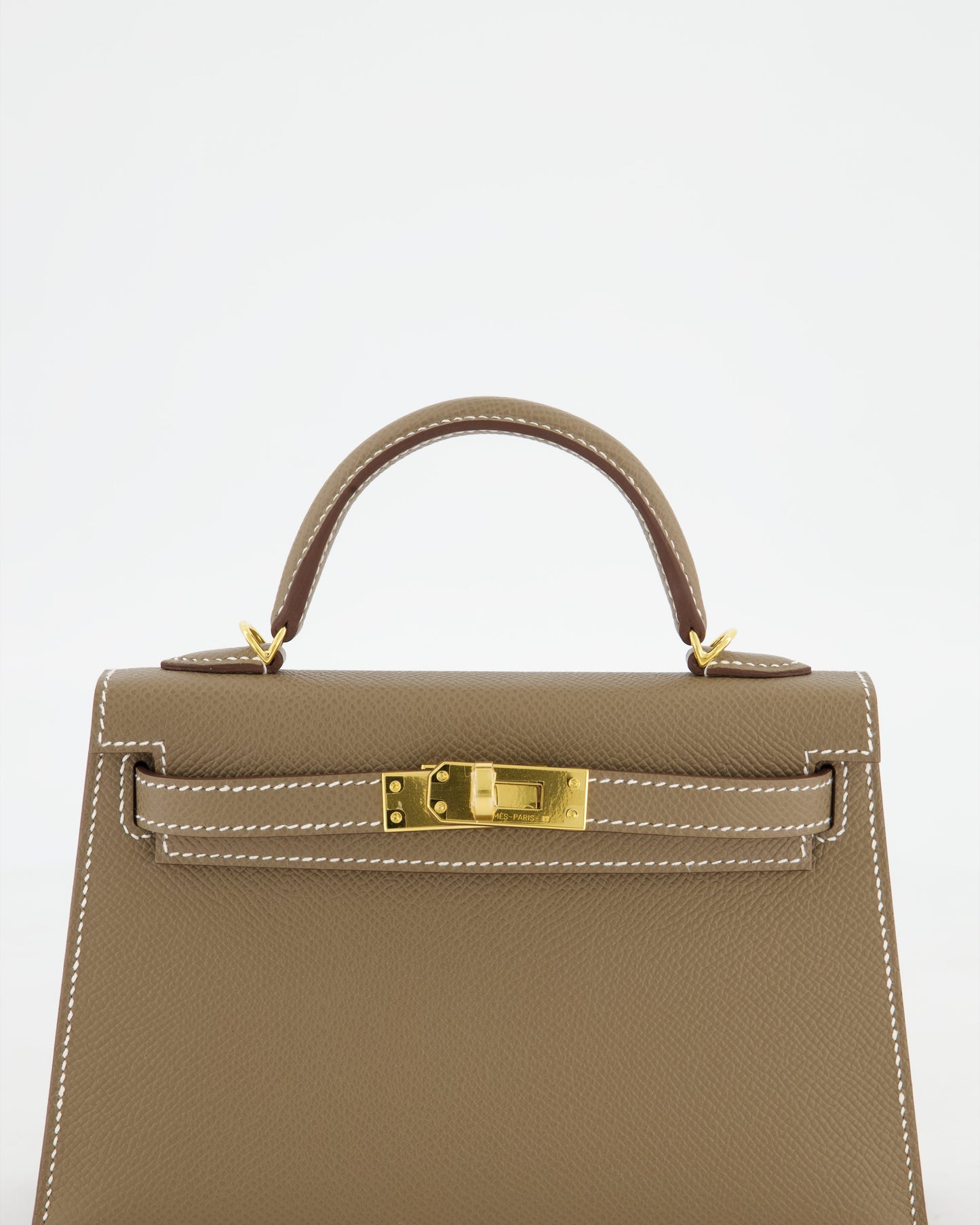 *HOT* Hermes Mini Kelly II 20 Bag in Etoupe Epsom Leather with Gold Hardware