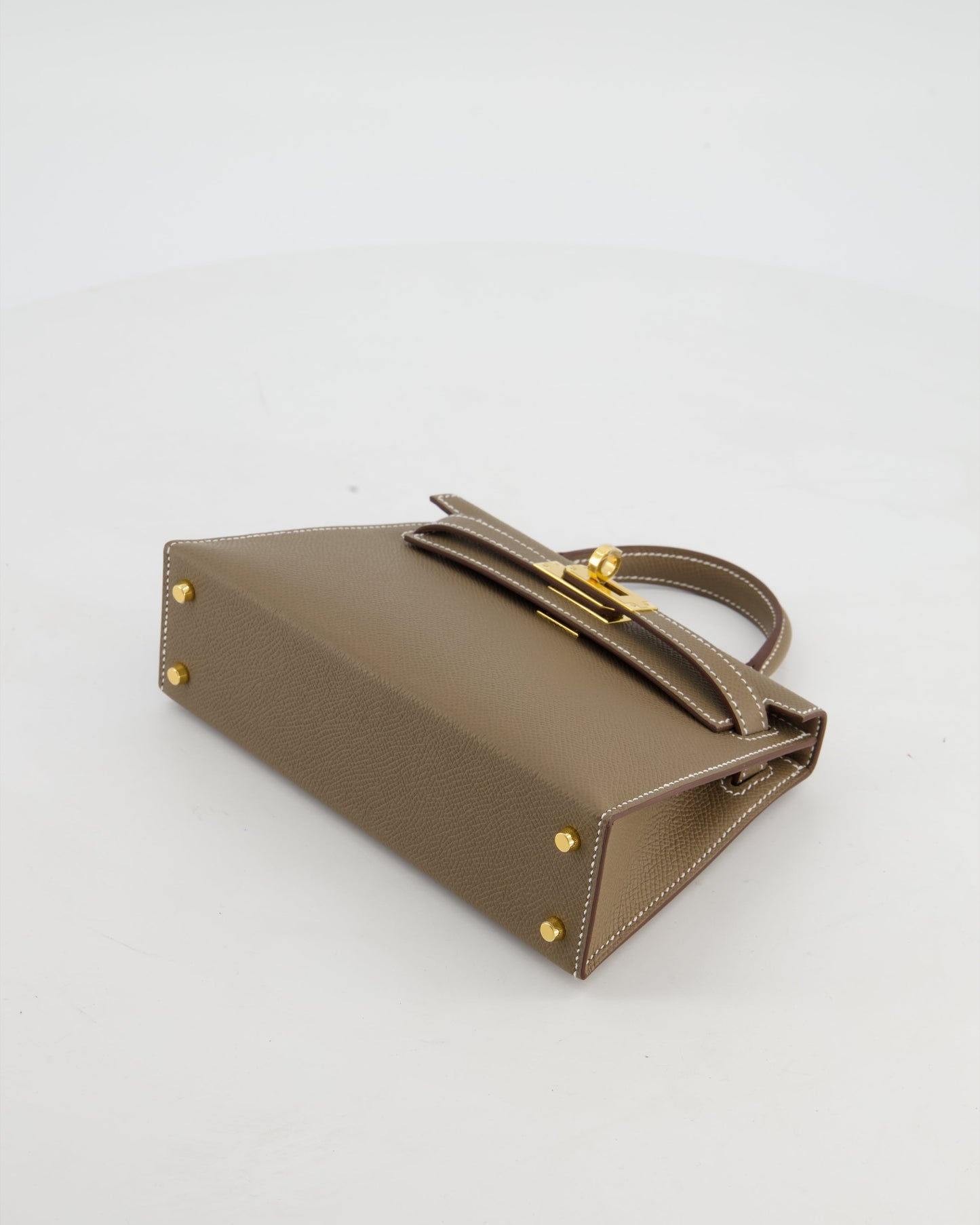 *HOT* Hermes Mini Kelly II 20 Bag in Etoupe Epsom Leather with Gold Hardware