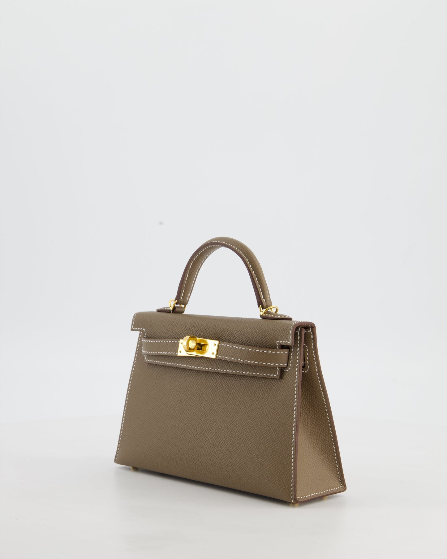 *HOT* Hermes Mini Kelly II 20 Bag in Etoupe Epsom Leather with Gold Hardware