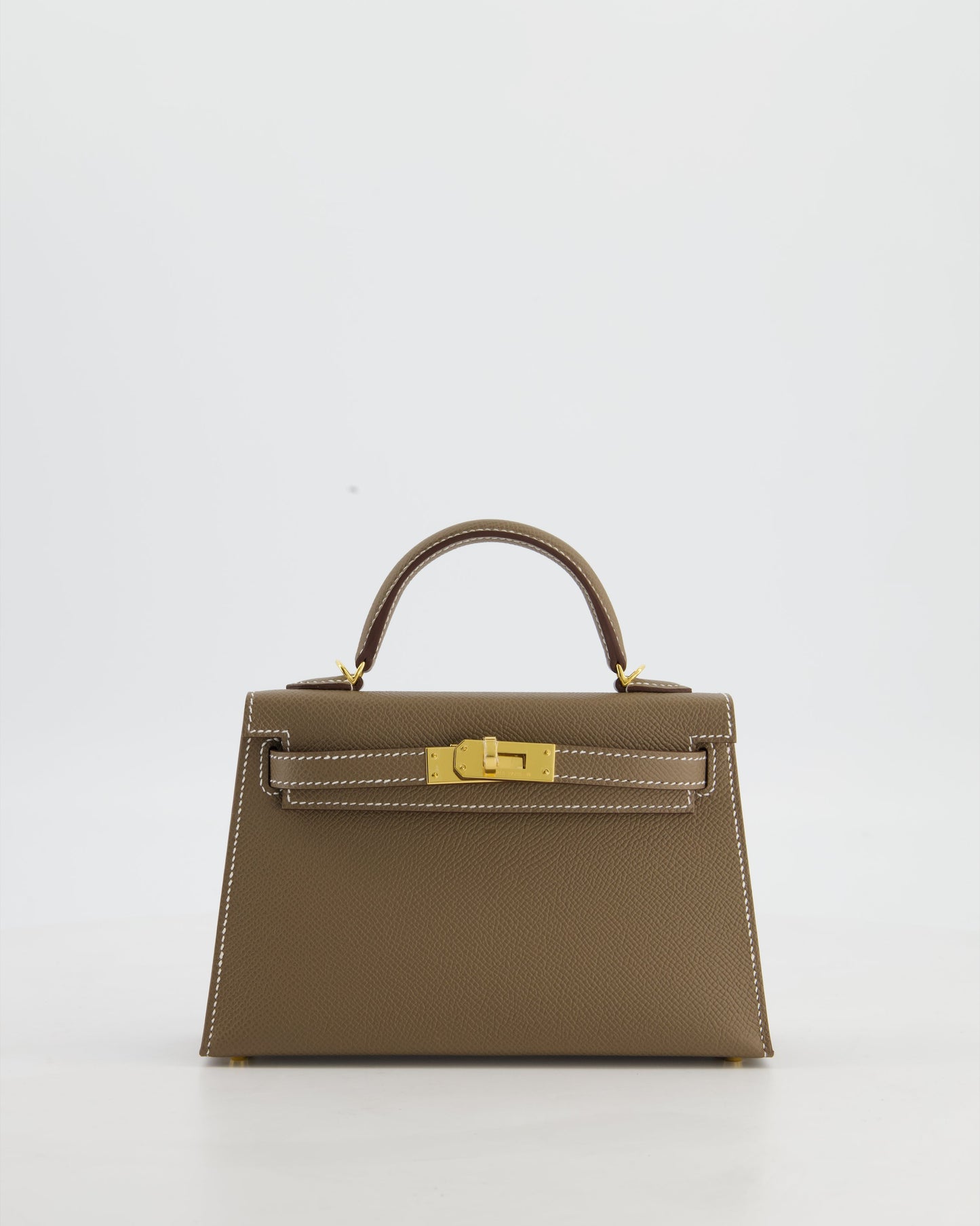 *HOT* Hermes Mini Kelly II 20 Bag in Etoupe Epsom Leather with Gold Hardware