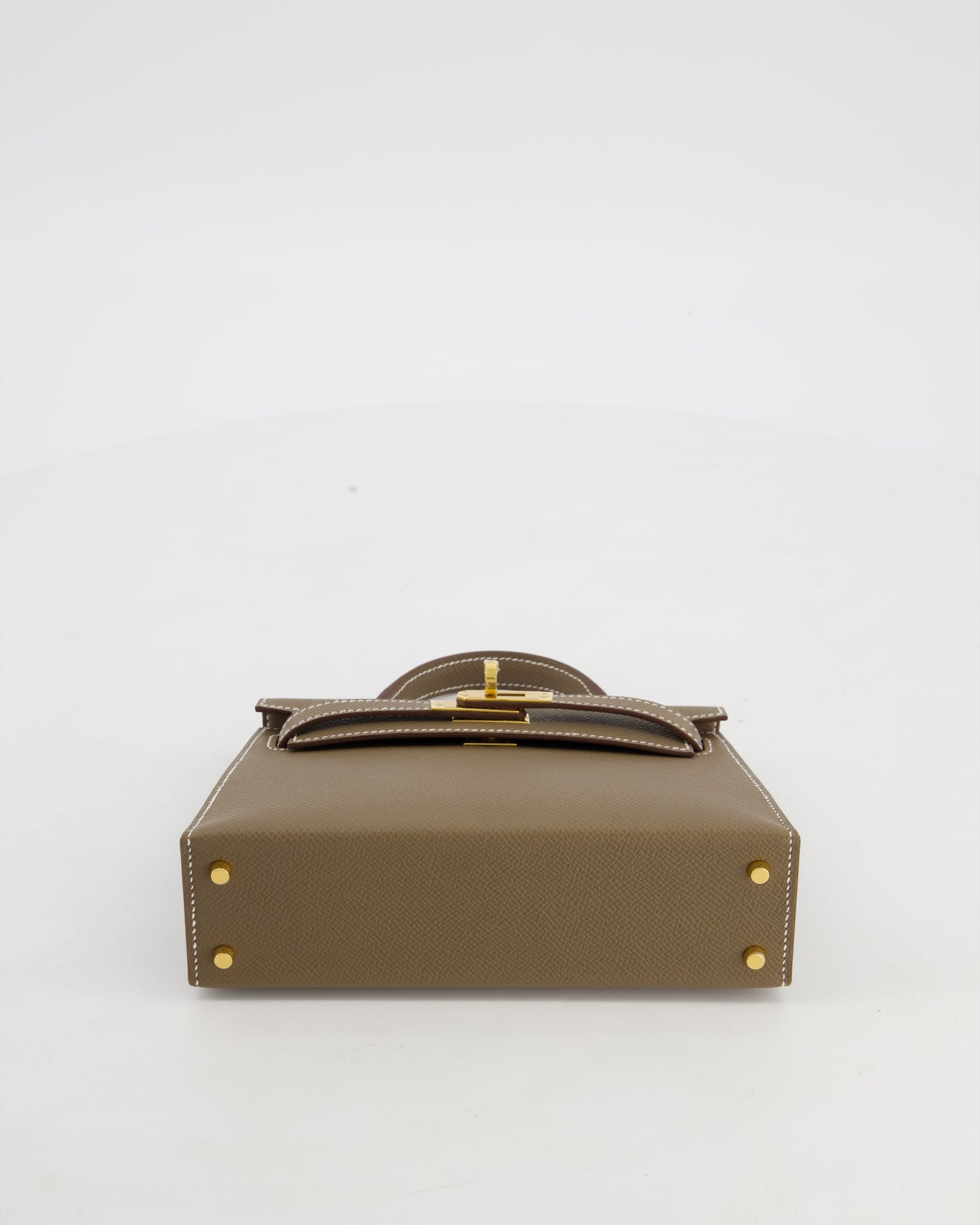 *HOT* Hermes Mini Kelly II 20 Bag in Etoupe Epsom Leather with Gold Hardware