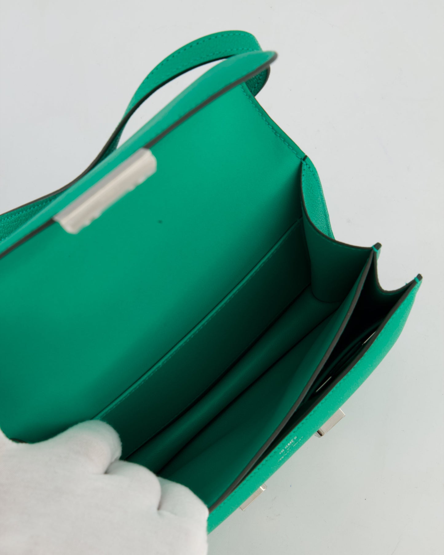 Hermes Mini Constance III Miroir 18 Bag in Menthe Chevre Mysore Leather with Palladium Hardware