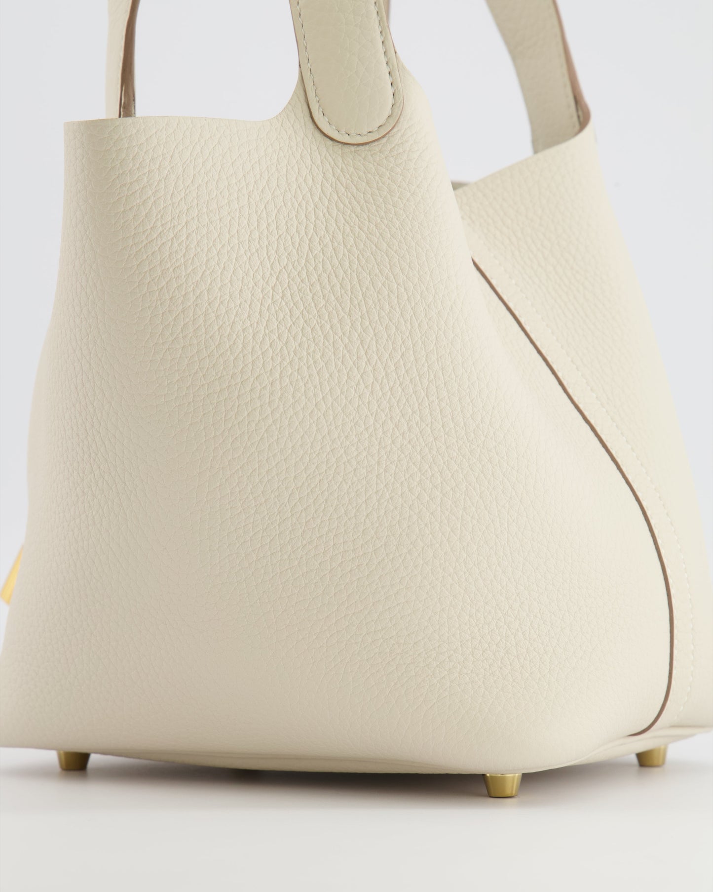 *RARE* Hermes Picotin Lock 18 Bag in Craie Clemence Leather with Gold Hardware