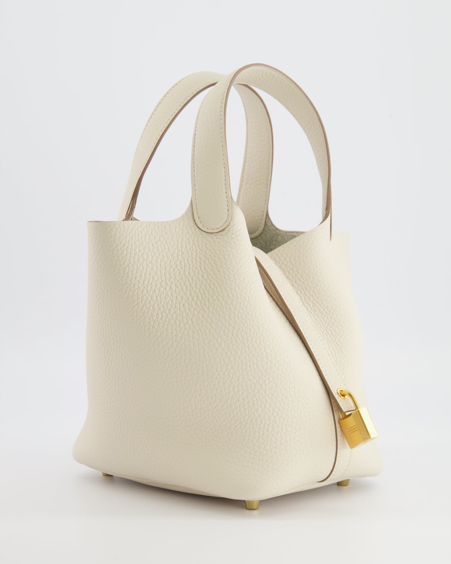 *RARE* Hermes Picotin Lock 18 Bag in Craie Clemence Leather with Gold Hardware