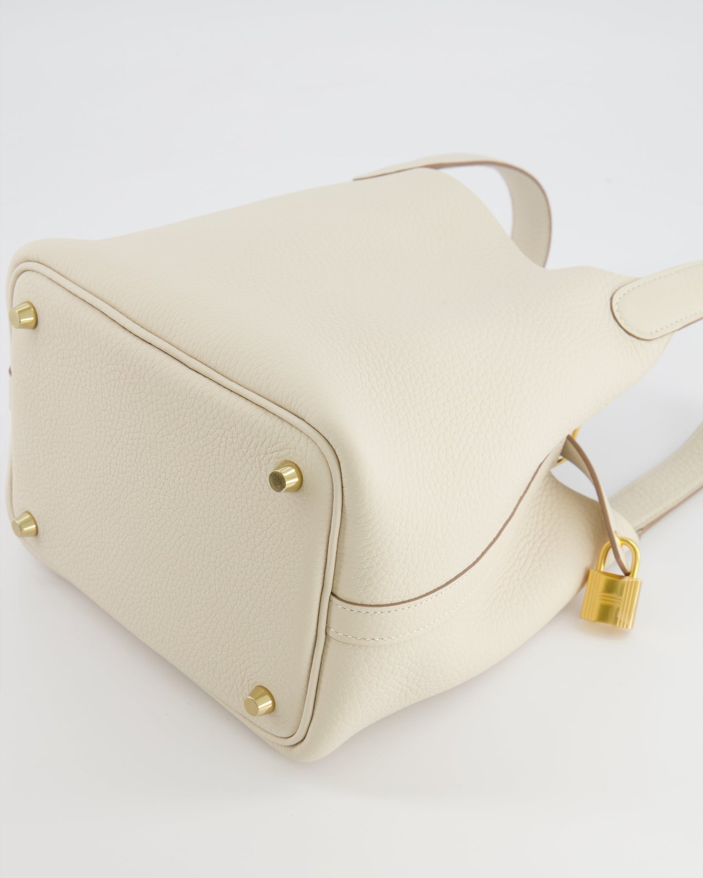 *RARE* Hermes Picotin Lock 18 Bag in Craie Clemence Leather with Gold Hardware