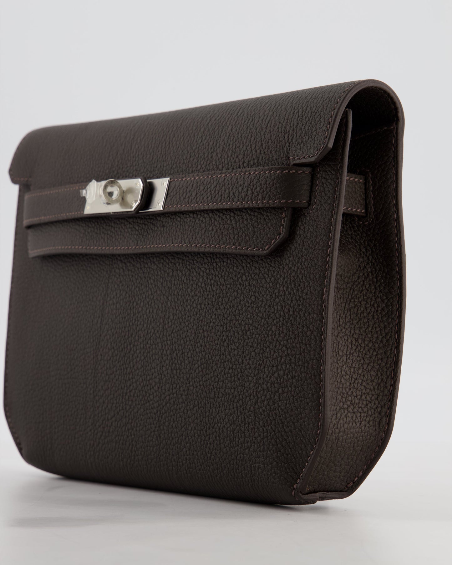 *RARE* Hermes Kelly Depeches 25 Bag in Bai Brun Togo Leather with Palladium Hardware
