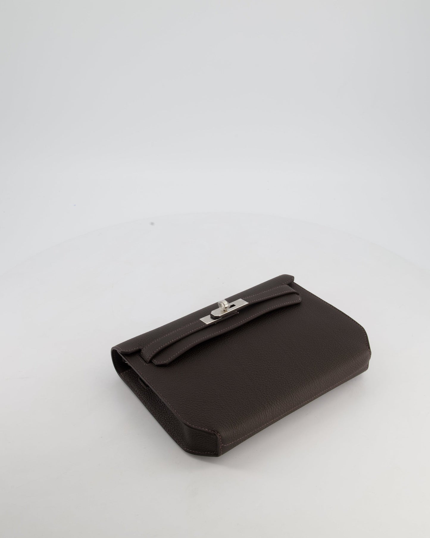 *RARE* Hermes Kelly Depeches 25 Bag in Bai Brun Togo Leather with Palladium Hardware