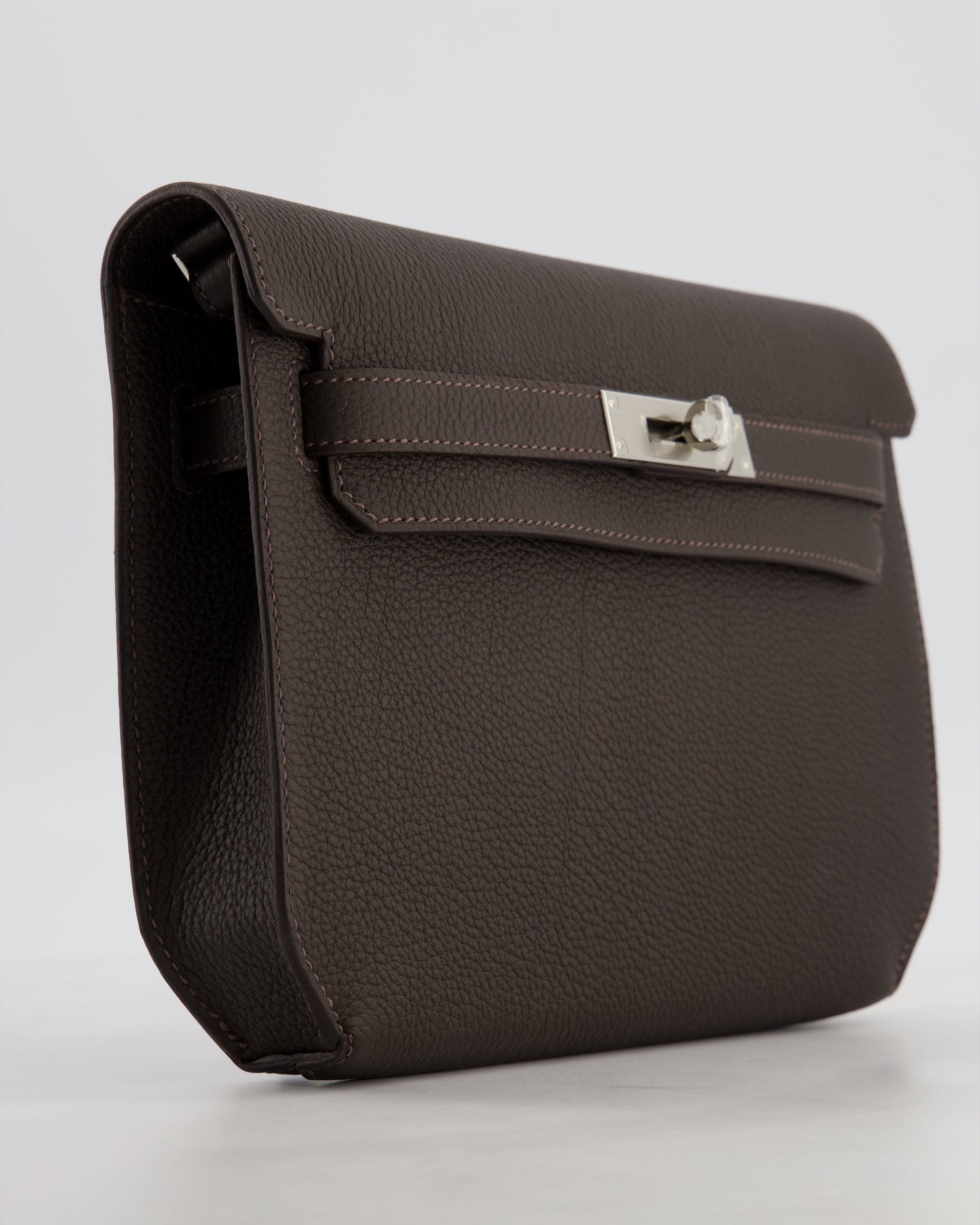 *RARE* Hermes Kelly Depeches 25 Bag in Bai Brun Togo Leather with Palladium Hardware