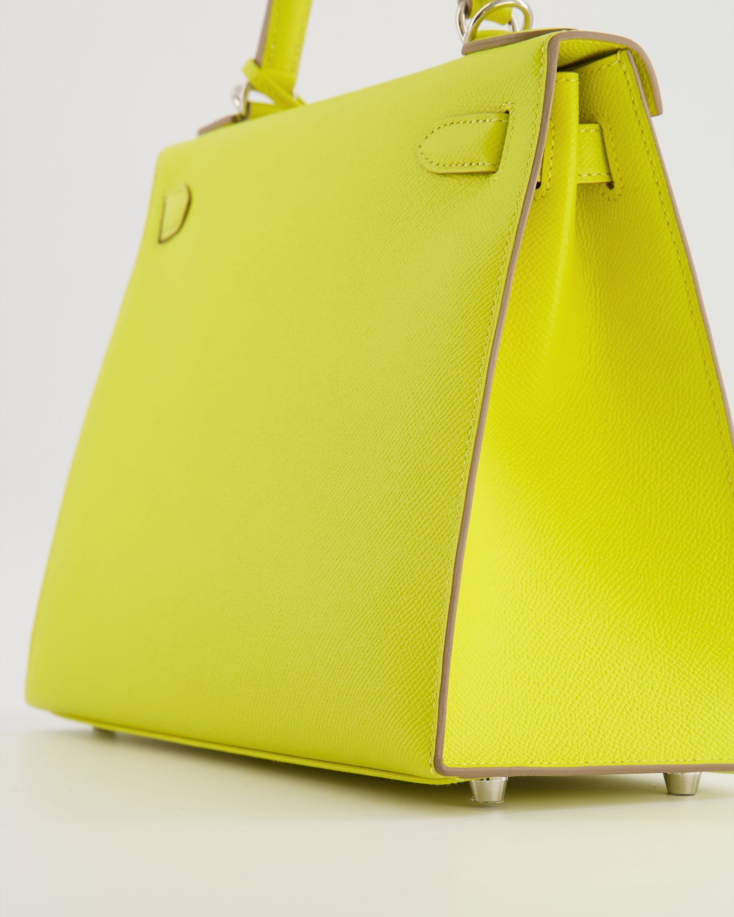 Hermes Kelly 28 Sellier Bag in Lime Epsom Leather with Palladium Hardware