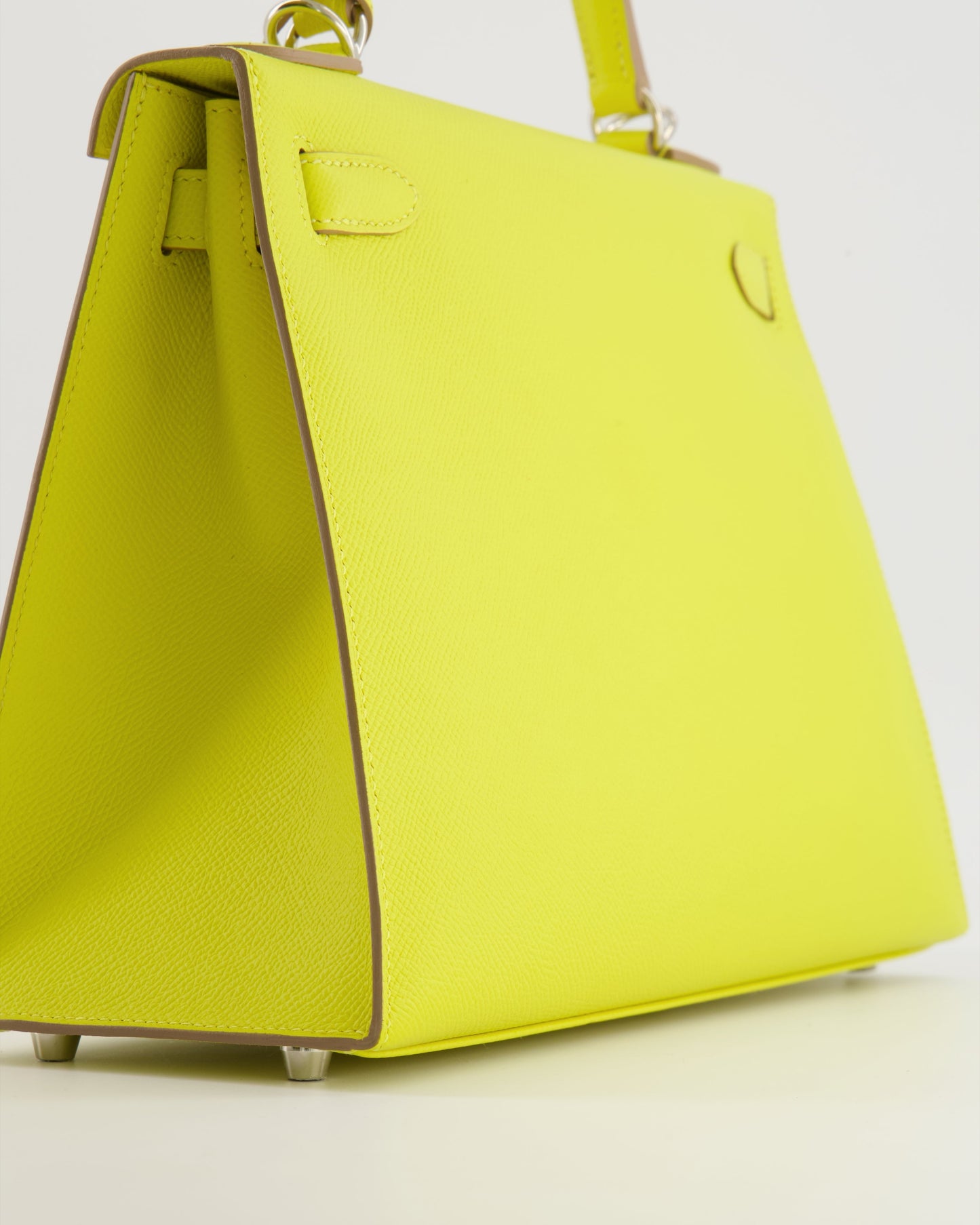 Hermes Kelly 28 Sellier Bag in Lime Epsom Leather with Palladium Hardware