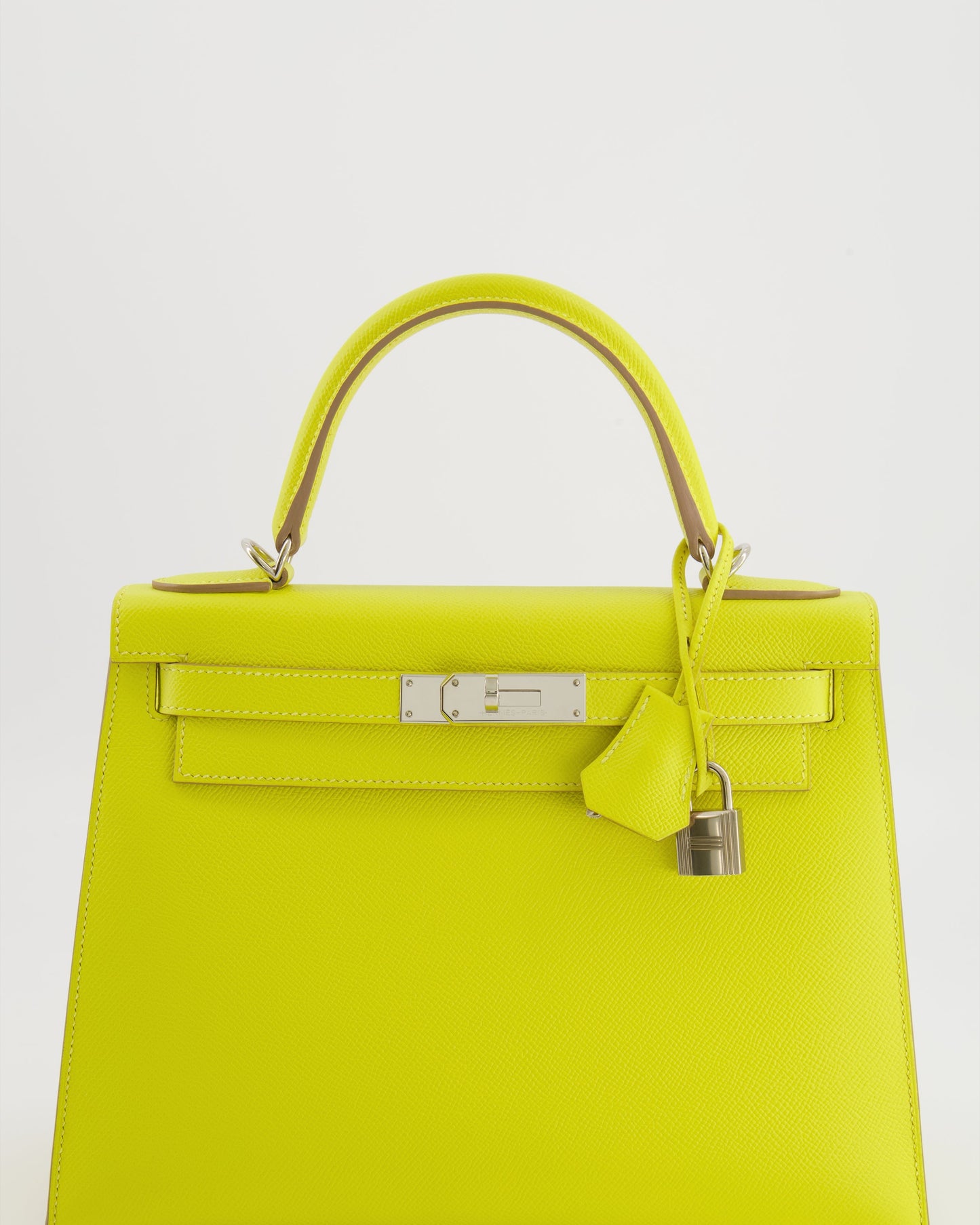 Hermes Kelly 28 Sellier Bag in Lime Epsom Leather with Palladium Hardware